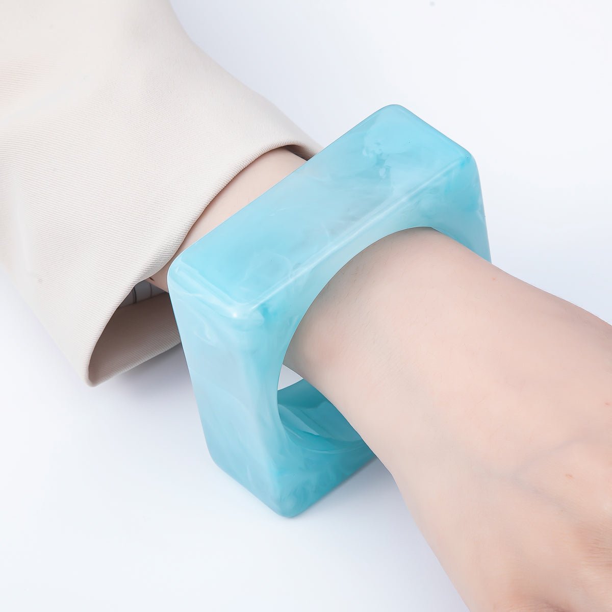 Multicolor Square Wide Acrylic Resin Bangle Statement Bracelet | WA - 04375 ~ WA - 04382 - DLUXCA
