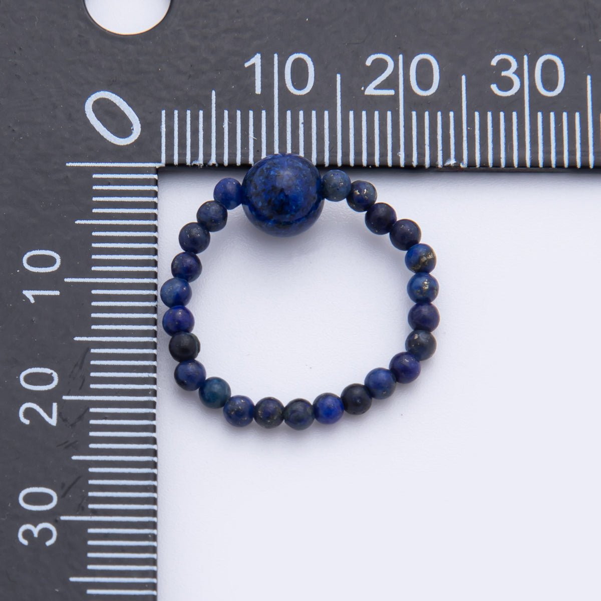 Narutal Gemstone Blue Royal Lapis Handmade Rice - Shaped Adjustable Stretch Ring | O - 2112 - DLUXCA