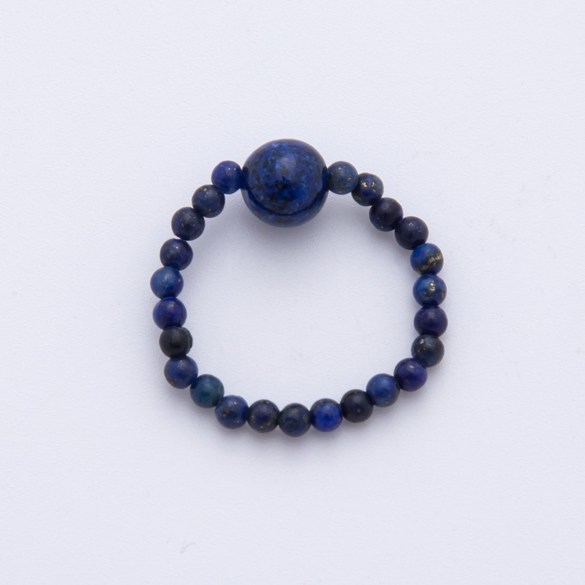 Narutal Gemstone Blue Royal Lapis Handmade Rice - Shaped Adjustable Stretch Ring | O - 2112 - DLUXCA