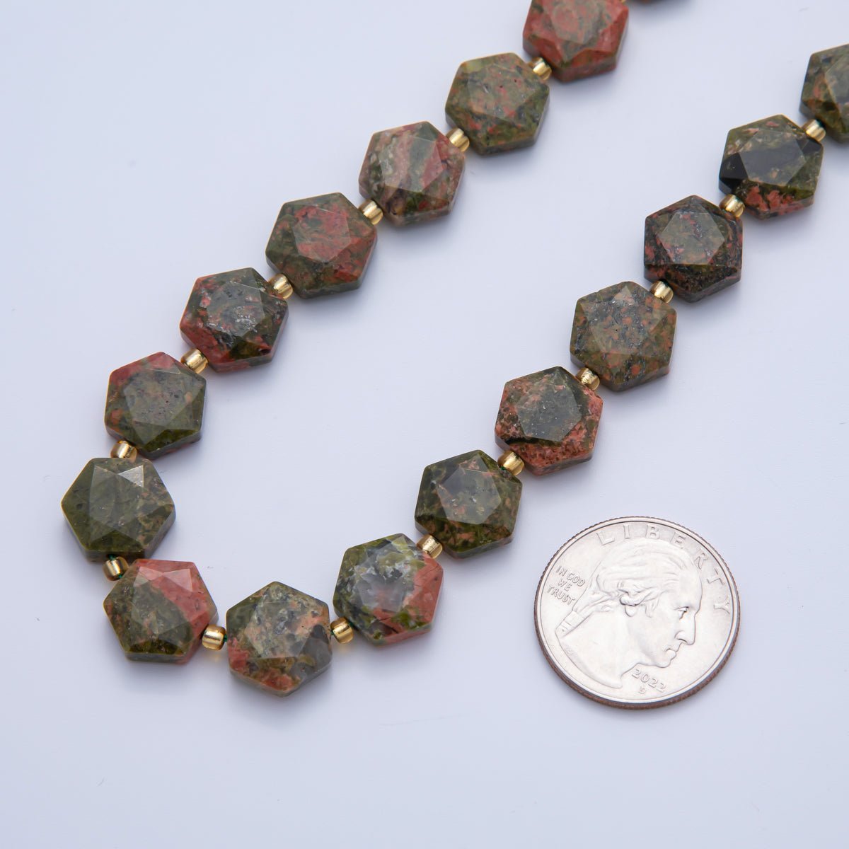 Natural Gemstone 12mm x 14mm Faceted Hexagonal Beads Strand Finding | WA - A3612 - WA - A3617 - DLUXCA