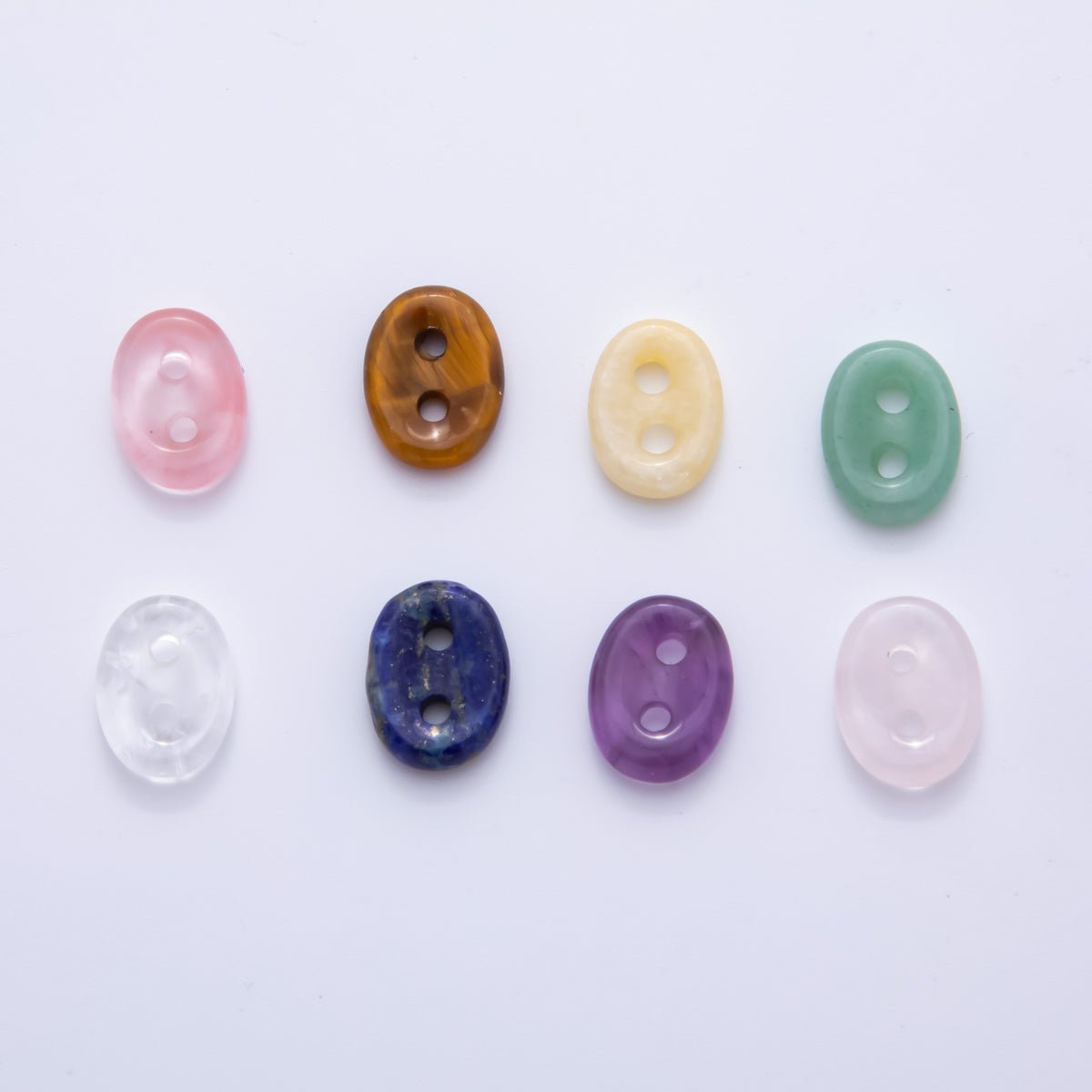 Natural Gemstone 2 Holes Button Spacer Beads | ZA1230 - ZA1233 - DLUXCA