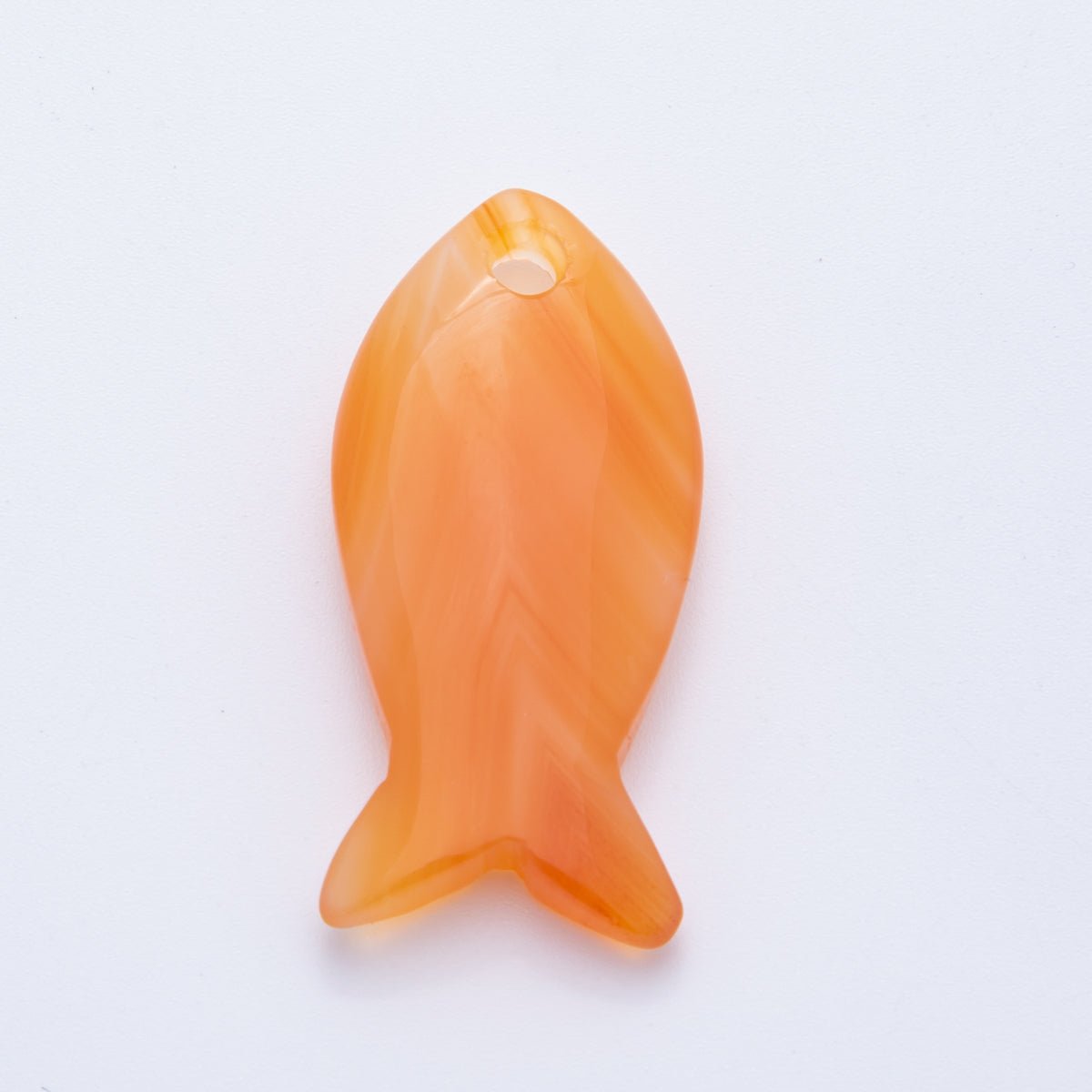 Natural Gemstone 40mm Agate, Carnelian, & Jasper Minimalist Under the Sea Fish Bead Charm | Z - A1242 - Z - A1246 - DLUXCA