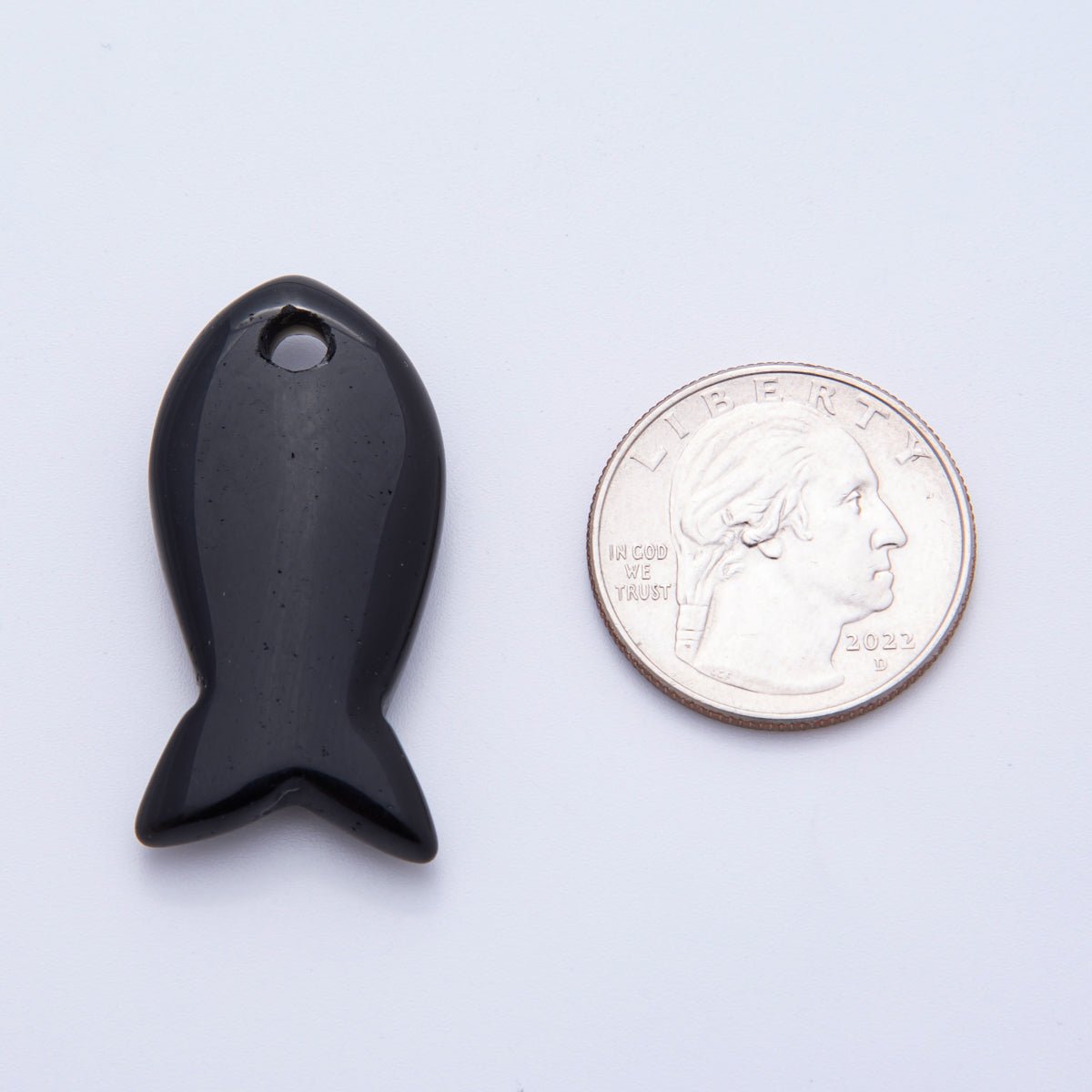 Natural Gemstone 40mm Agate, Carnelian, & Jasper Minimalist Under the Sea Fish Bead Charm | Z - A1242 - Z - A1246 - DLUXCA