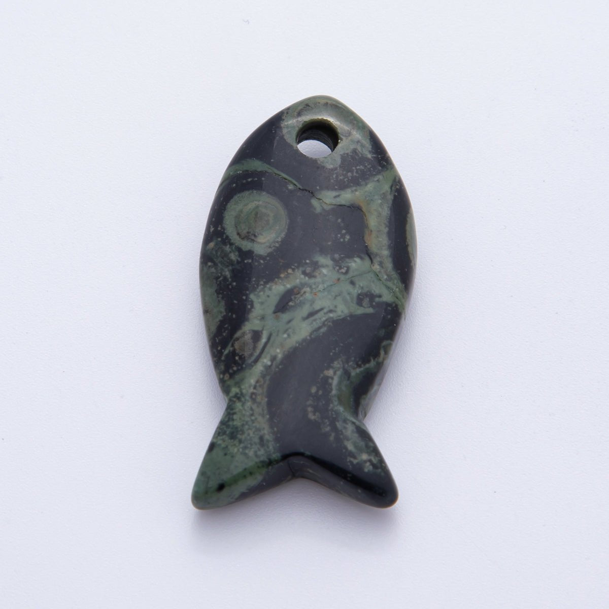 Natural Gemstone 40mm Agate, Carnelian, & Jasper Minimalist Under the Sea Fish Bead Charm | Z - A1242 - Z - A1246 - DLUXCA