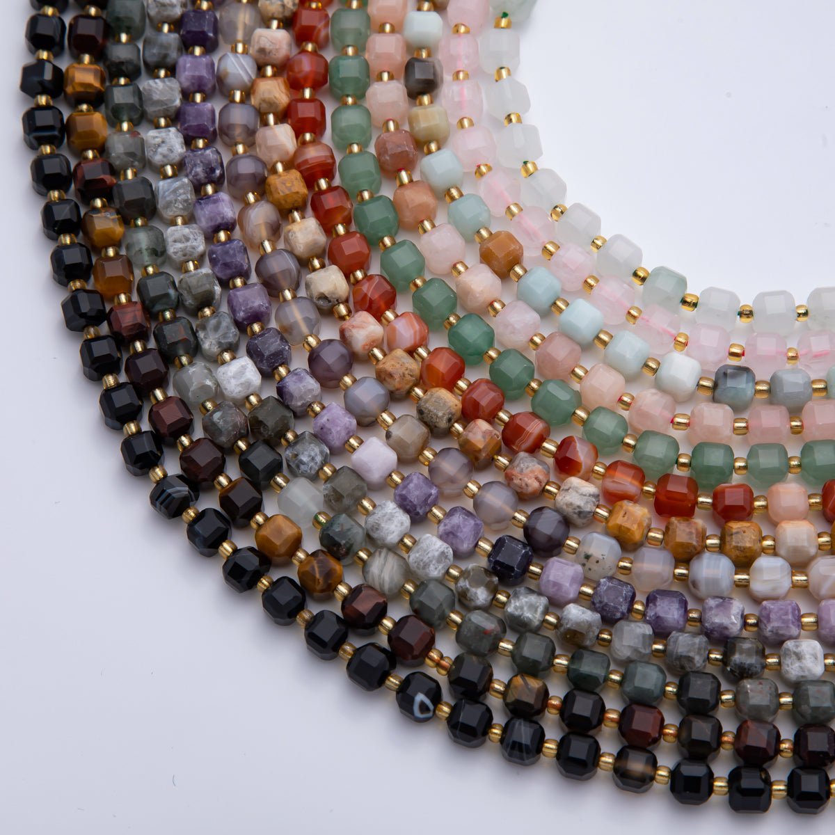 Natural Gemstone 6.5mm x 6.5mm Faceted Cube Dice Square Beads Strand Finding | WA - A3549 - WA - A3561 - DLUXCA