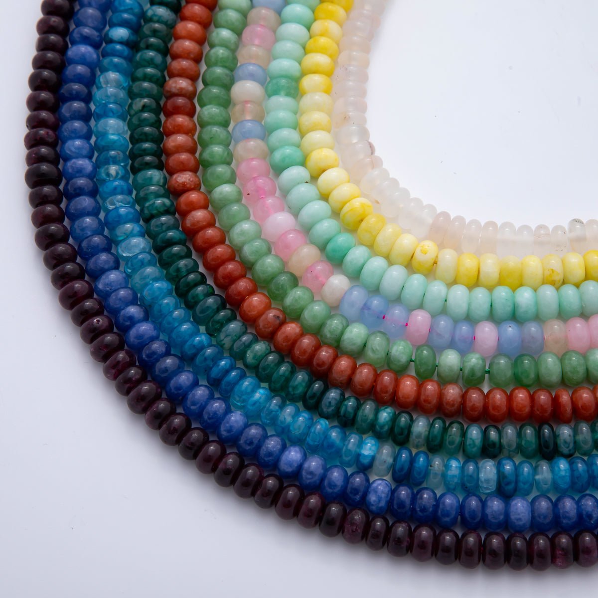 Natural Gemstone 8mm x 5mm Rondelle Loose Beads Strand Finding | WA - A3540 - WA - A3548 - DLUXCA