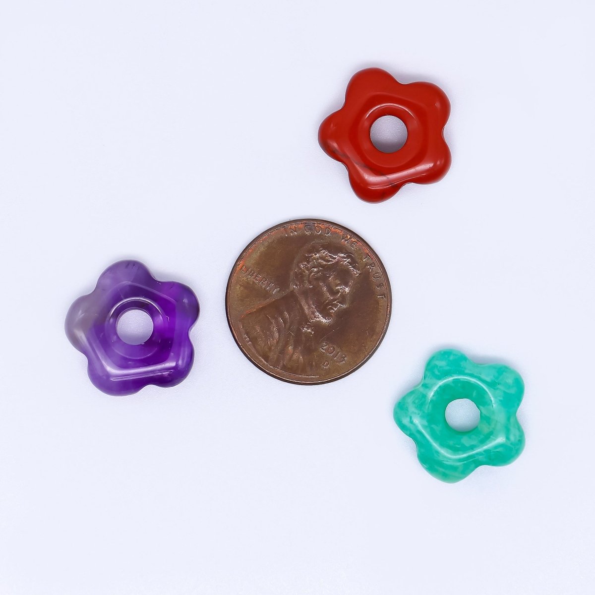 Natural Gemstone Five - Petals Flower Clover Spacer Beads | B447 B449 B451 B454 - DLUXCA