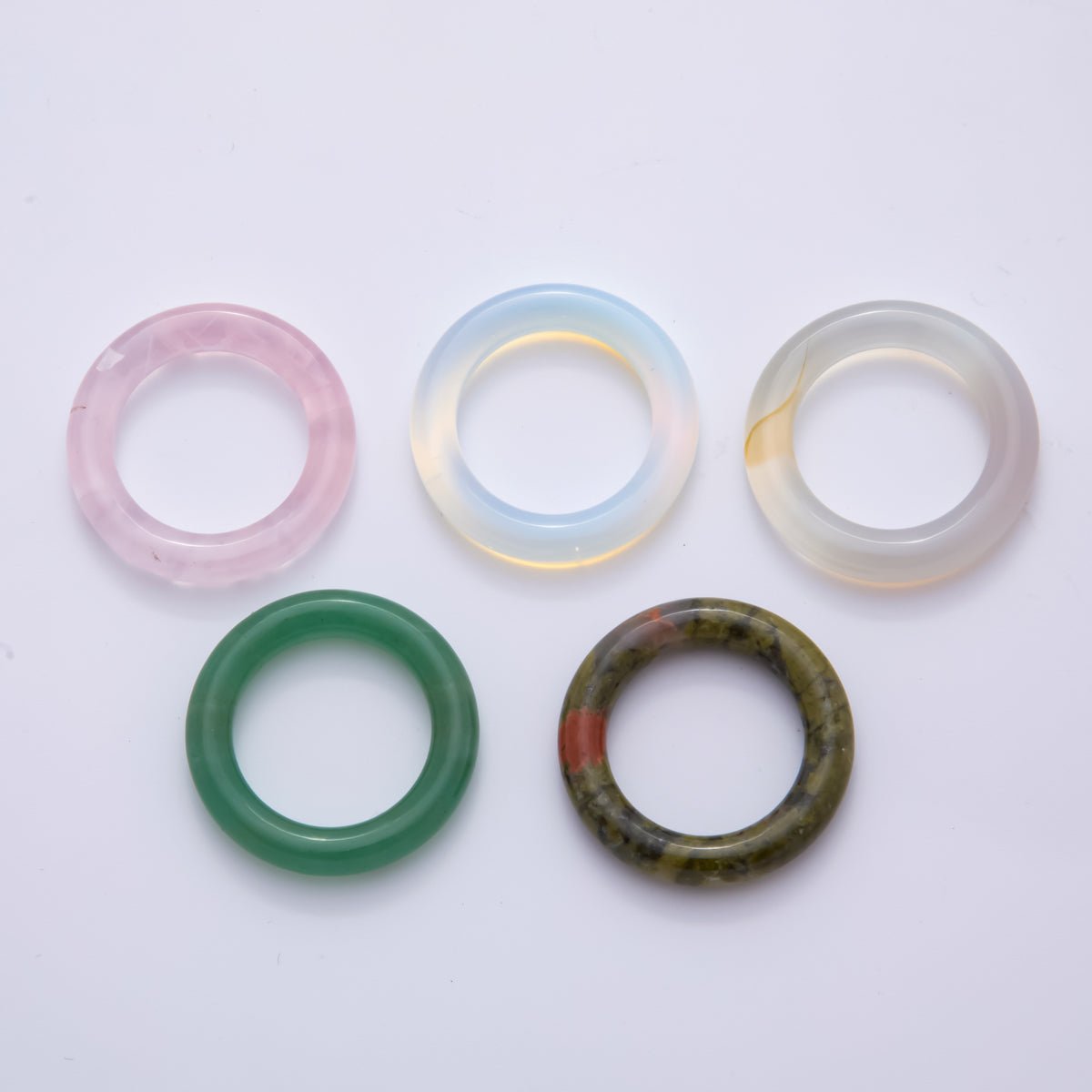 Natural Gemstone Round Ring Smooth Polish Spacer Beads | ZA1227 - ZA1229 - DLUXCA