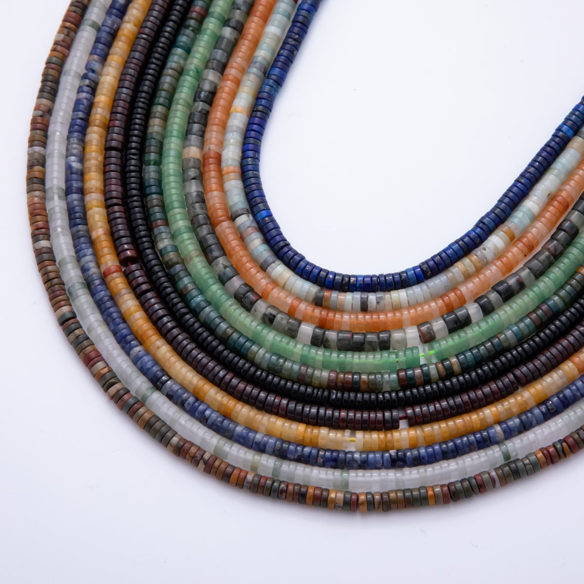 Natural Rondelle Beads Gemstone 4mm x 1.5mm Dark Mix Color Fall Winter Beads Strand Finding | WA - A3586 - WA - A3597 - DLUXCA