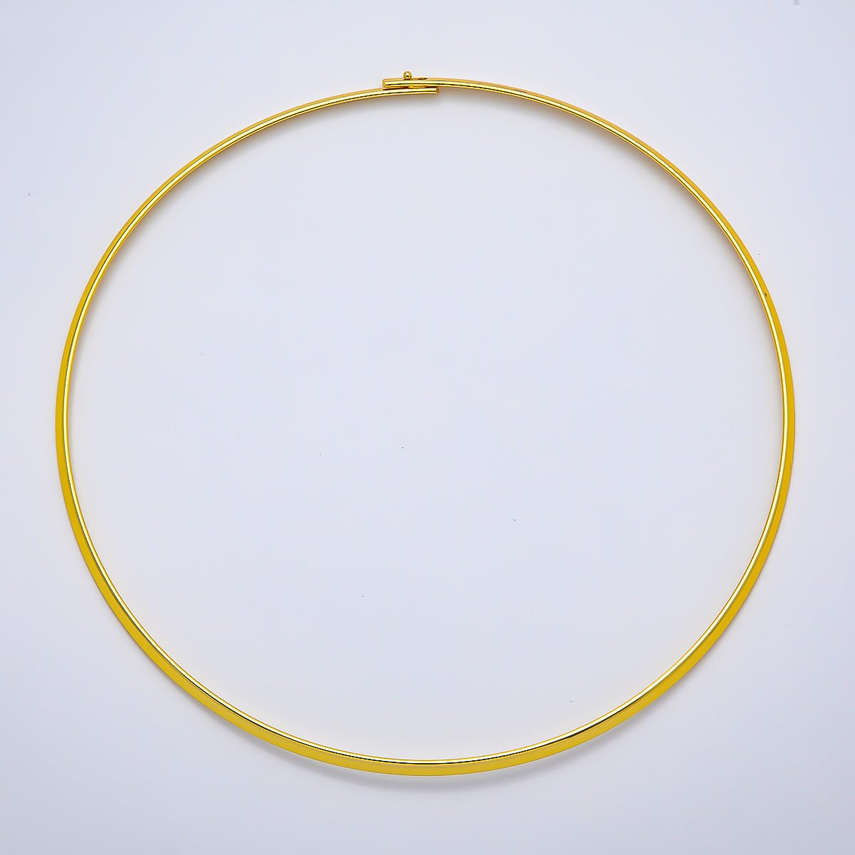 NEW 16K Gold Filled 3.3mm Flat-Edged Floating Collar Torque Necklace in Gold & Silver | WA-04675 WA-04676 - DLUXCA