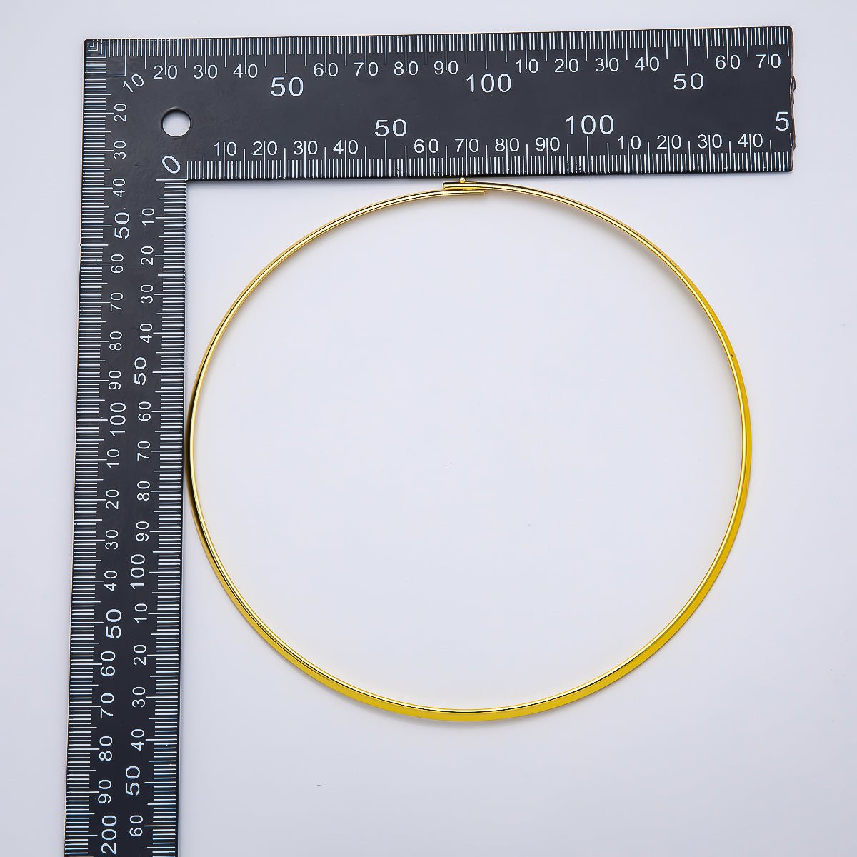 NEW 16K Gold Filled 3.3mm Flat-Edged Floating Collar Torque Necklace in Gold & Silver | WA-04675 WA-04676 - DLUXCA