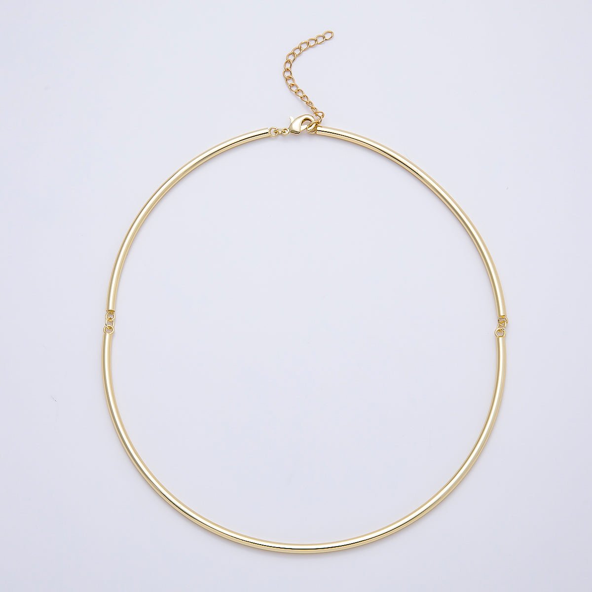 NEW 16K Gold Filled 3mm Minimalist Floating Collar Torque Necklace in Gold & Silver | WA-04711 WA-04712 - DLUXCA