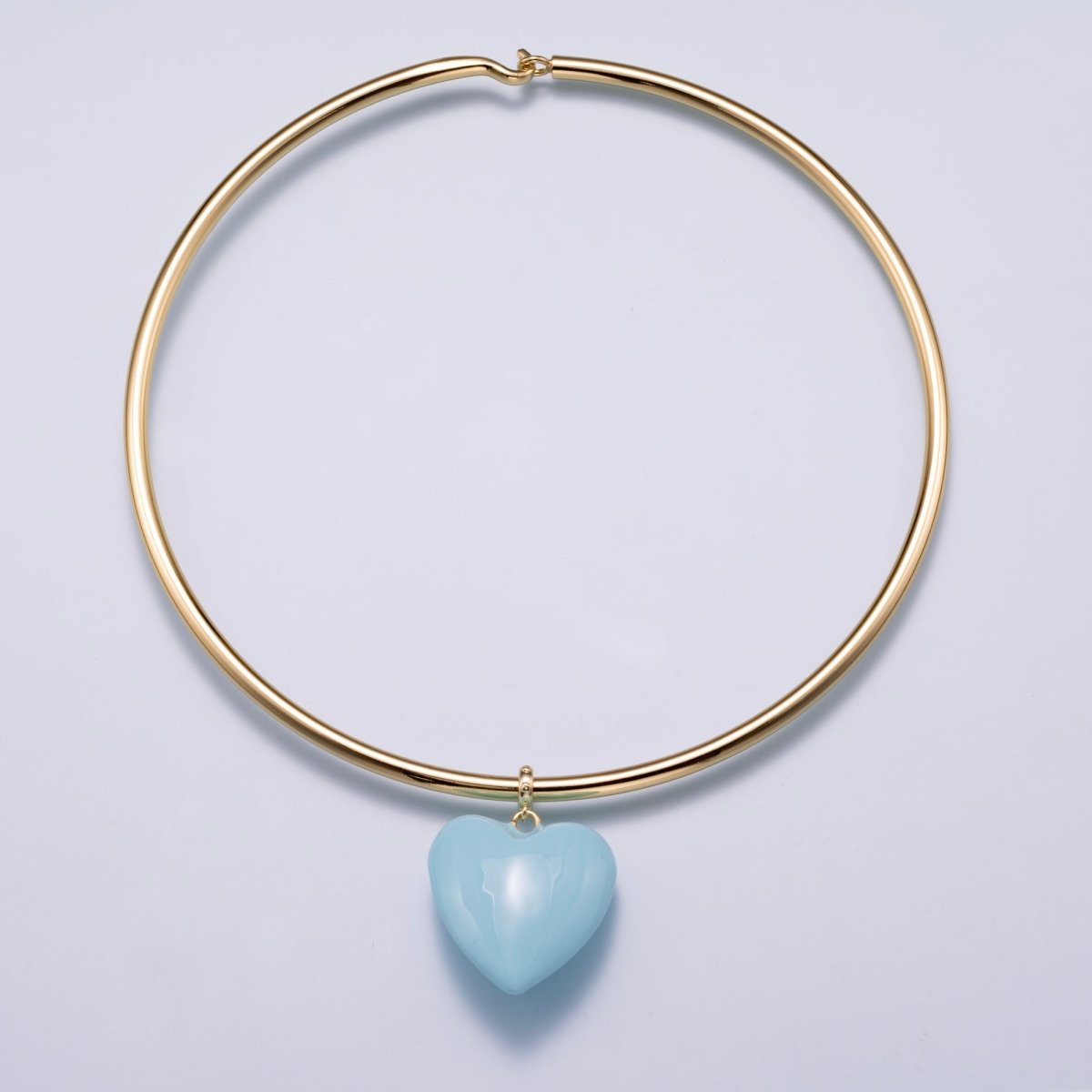 NEW SUMMER 16K Gold Filled 4mm Minimalist Thick Wide Tube Choker Floating Collar Necklace | WA - 04277 - DLUXCA