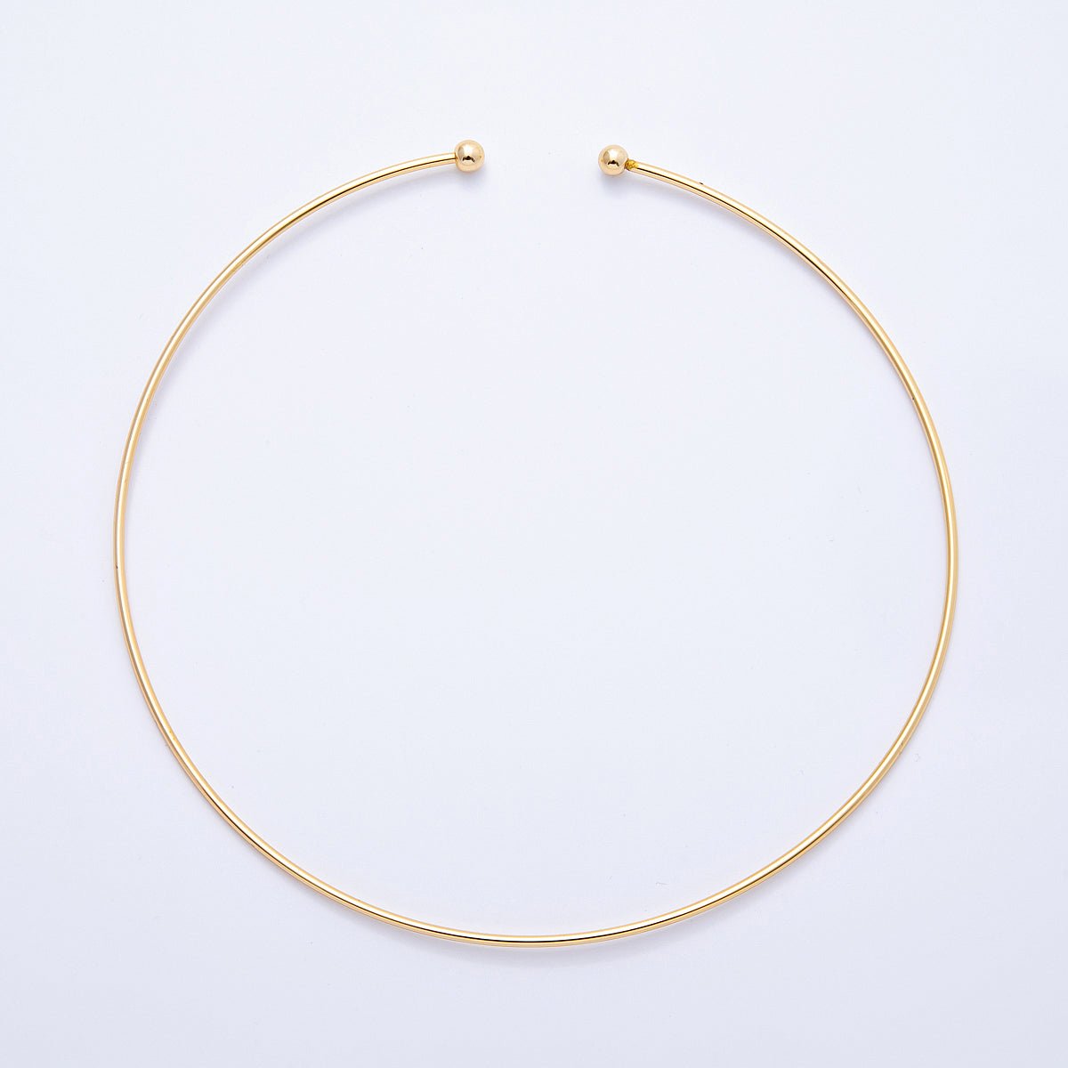 New version 16K Gold Filled 2mm Minimalist Necklace Cuff Collar Necklace with open beaded ball | WA - 04155 - DLUXCA