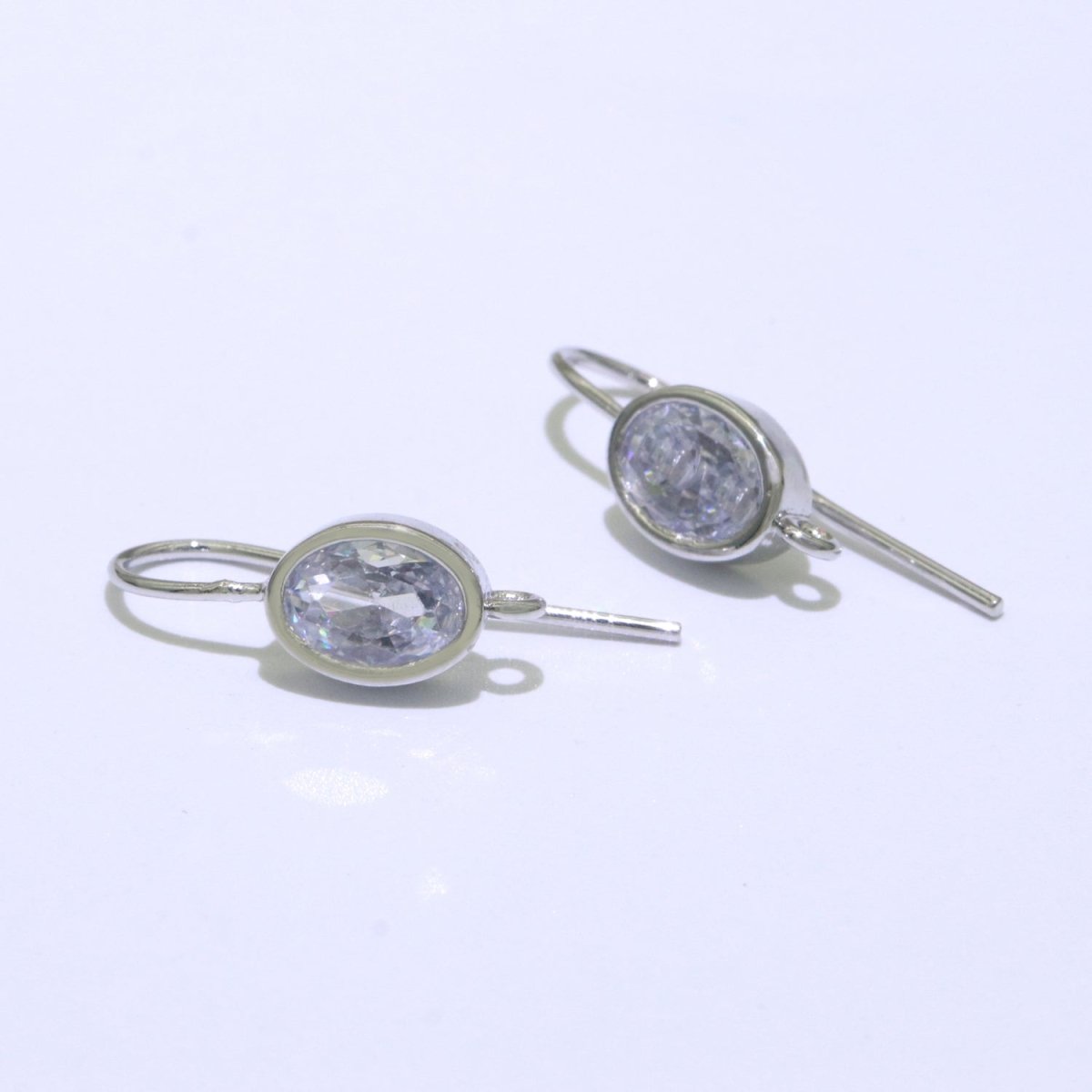 Open Link French Hook Earrings in Gold, Fish Hook Earring Eye CZ Earring Minimalist Jewelry Making Supply L - 496 L - 497 - DLUXCA