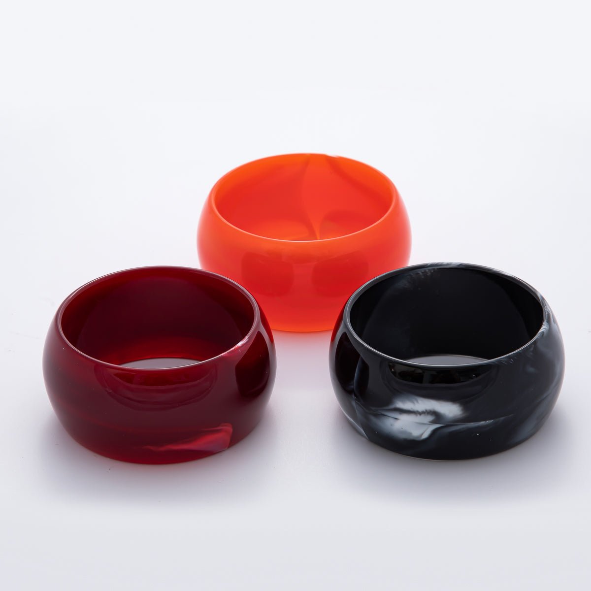 Orange, Black, Red Solid Resin Acrylic Wide Bangle Bracelet | WA - 3413 ~ WA - 3415 - DLUXCA