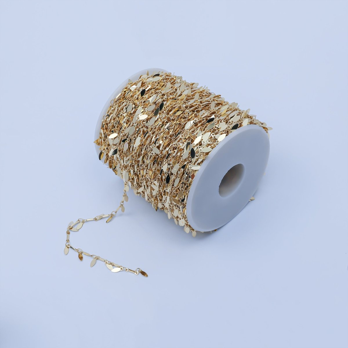 Oval Charm 16K Gold Filled Chain by Yard, Ellipse Oval Charm Chain by Yard, Wholesale Bulk Roll Chain for Jewelry Making, DESIGNED Link Chain | ROLL - 012 Clearance Pricing - DLUXCA