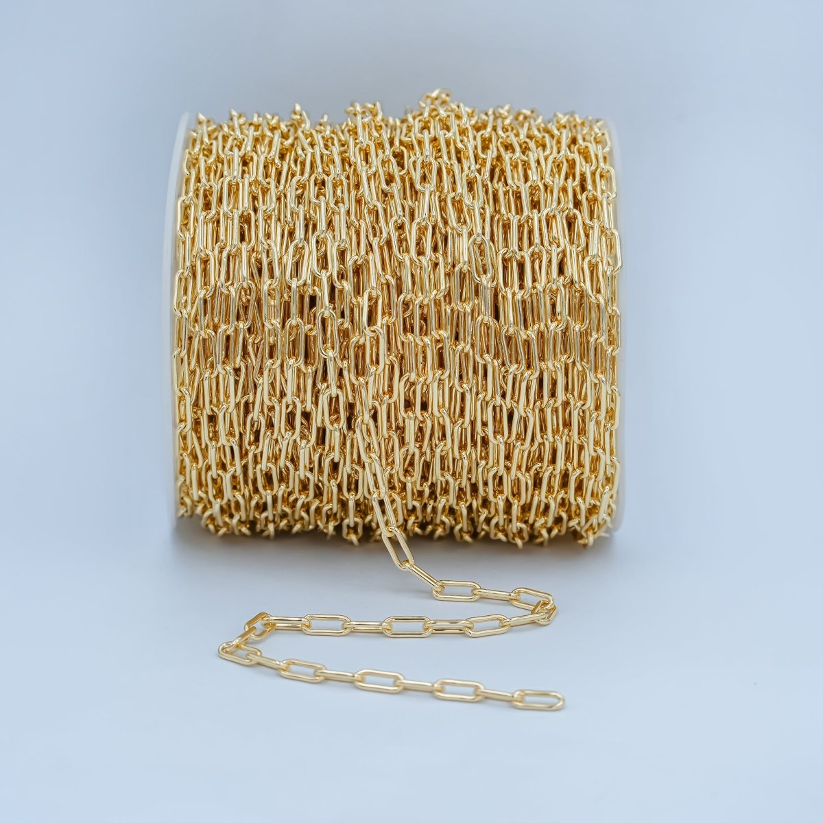 Oval Paperclip Chain Necklace 18k Gold Plated Long Oval Paper Clip Chain 1 yard, 3 feet Lead, Nickel Free Unfinished Link Chain | ROLL - 251 - DLUXCA