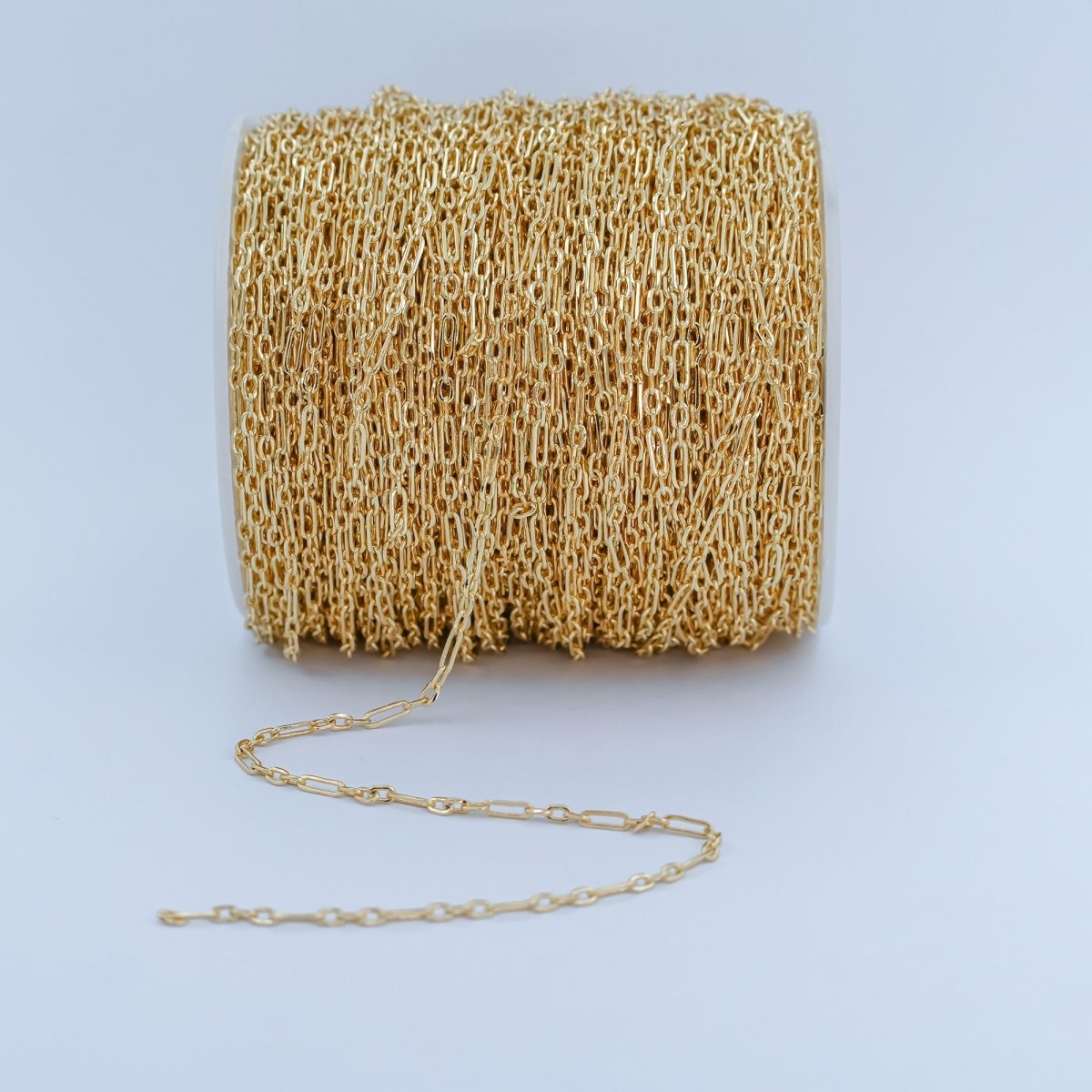 Paper Clip Chain With Dainty Rolo Figaro long and short fancy Chain Necklace, 6.5mm By Yard, 16K Gold Filled, Nickel Free Unfinished Chain | ROLL - 249 - DLUXCA