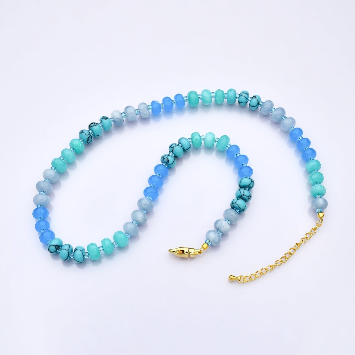 PRE - ORDER: 14K Gold Filled Gradient Multicolor Gemstone 18 Inch Necklace - DLUXCA