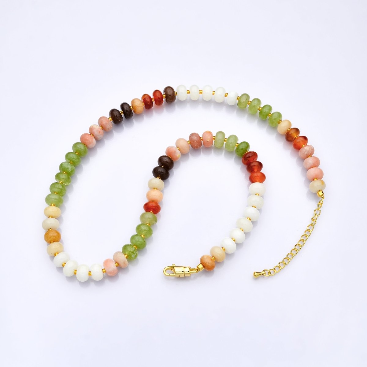 PRE - ORDER: 14K Gold Filled Gradient Multicolor Gemstone 18 Inch Necklace - DLUXCA
