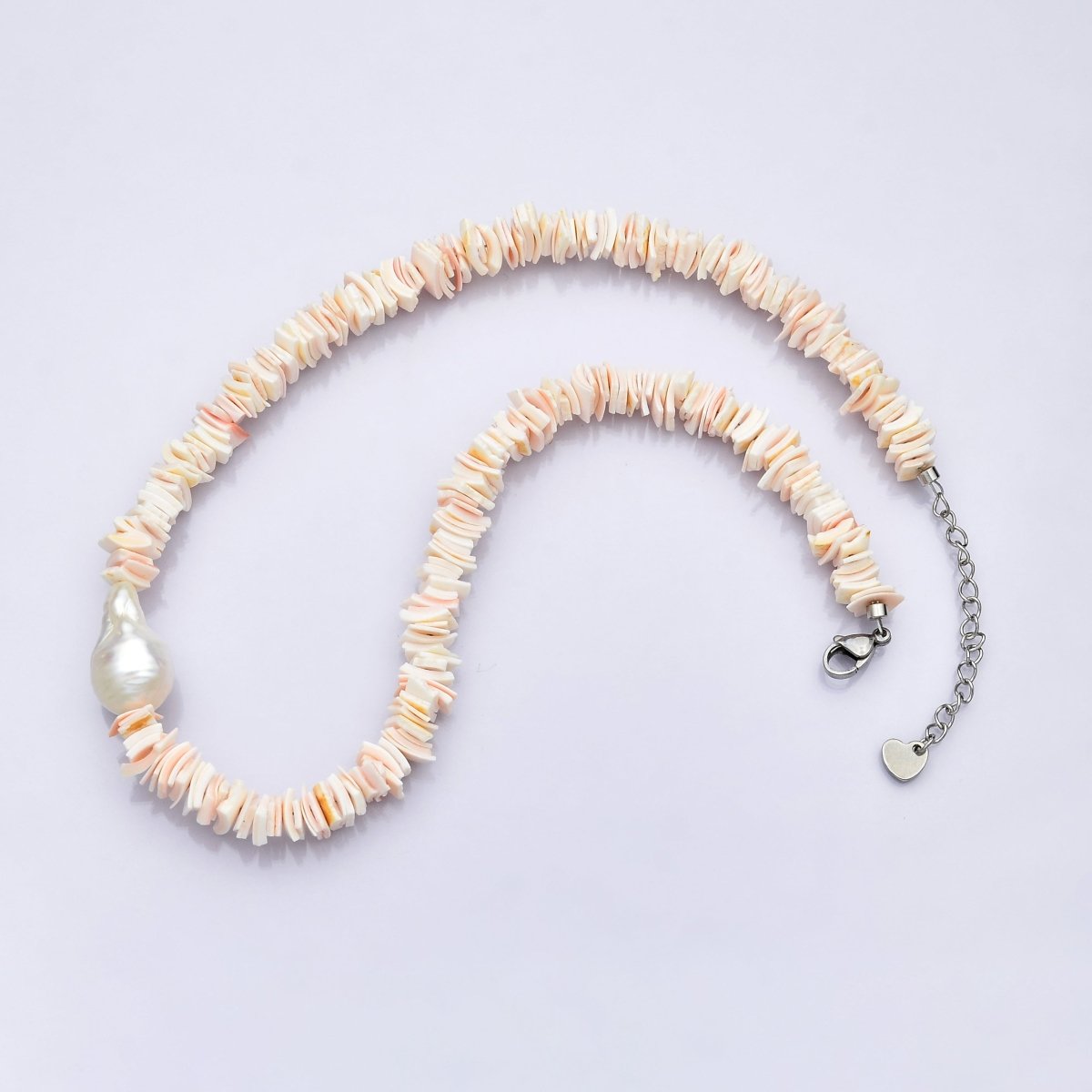 PRE - ORDER: White Gold Filled Baroque Freshwater Pearl White Puka Shell Necklace | ETA 2 Weeks - DLUXCA