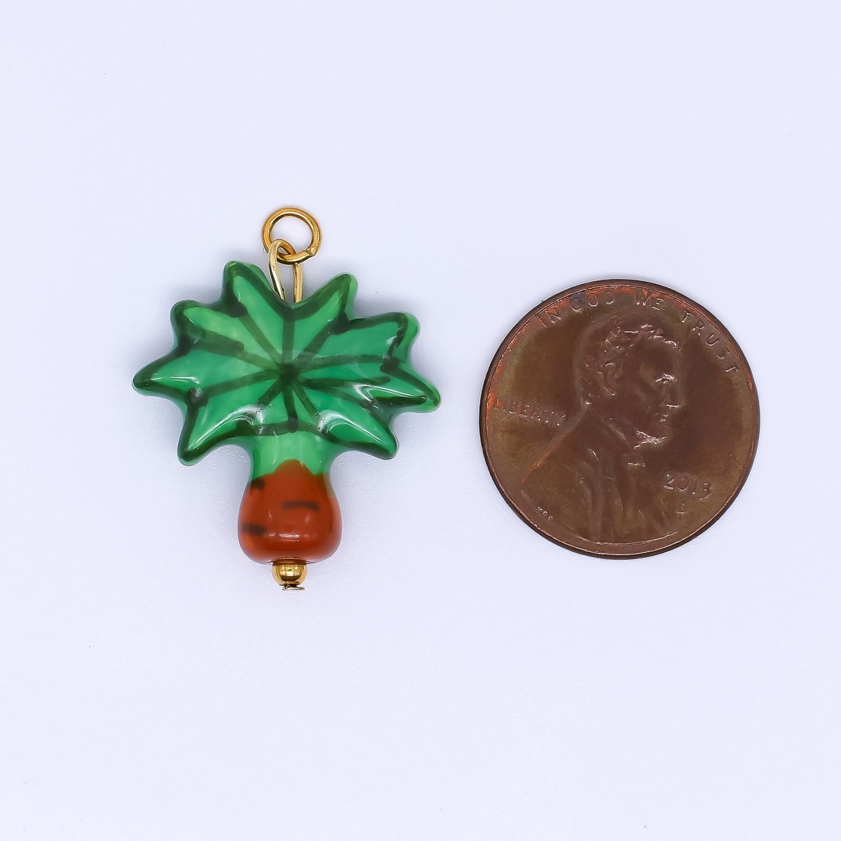 PVD Gold Plated Stainless Steel 24mm Ceramics Art Palm Tree Dainty Charm | P630 - DLUXCA