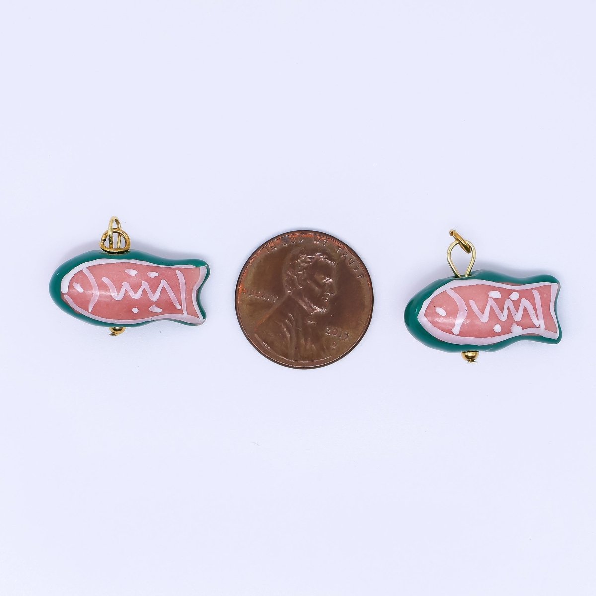 PVD Gold Plated Stainless Steel Ceramics Art Candy Watermelon Fish Charm | P632 - DLUXCA