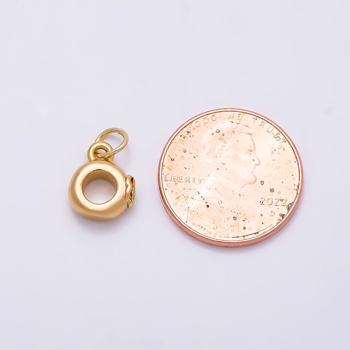 PVD Gold Stainless Steel 11mm CZ Rose Flower Drop Rondelle Charm Finding in Gold & Silver | Charms-01344 Charms-01345 - DLUXCA