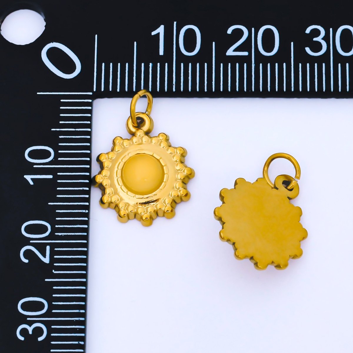 PVD Gold Stainless Steel 15mm Sun Charm Celestial Pendant | J589 - DLUXCA