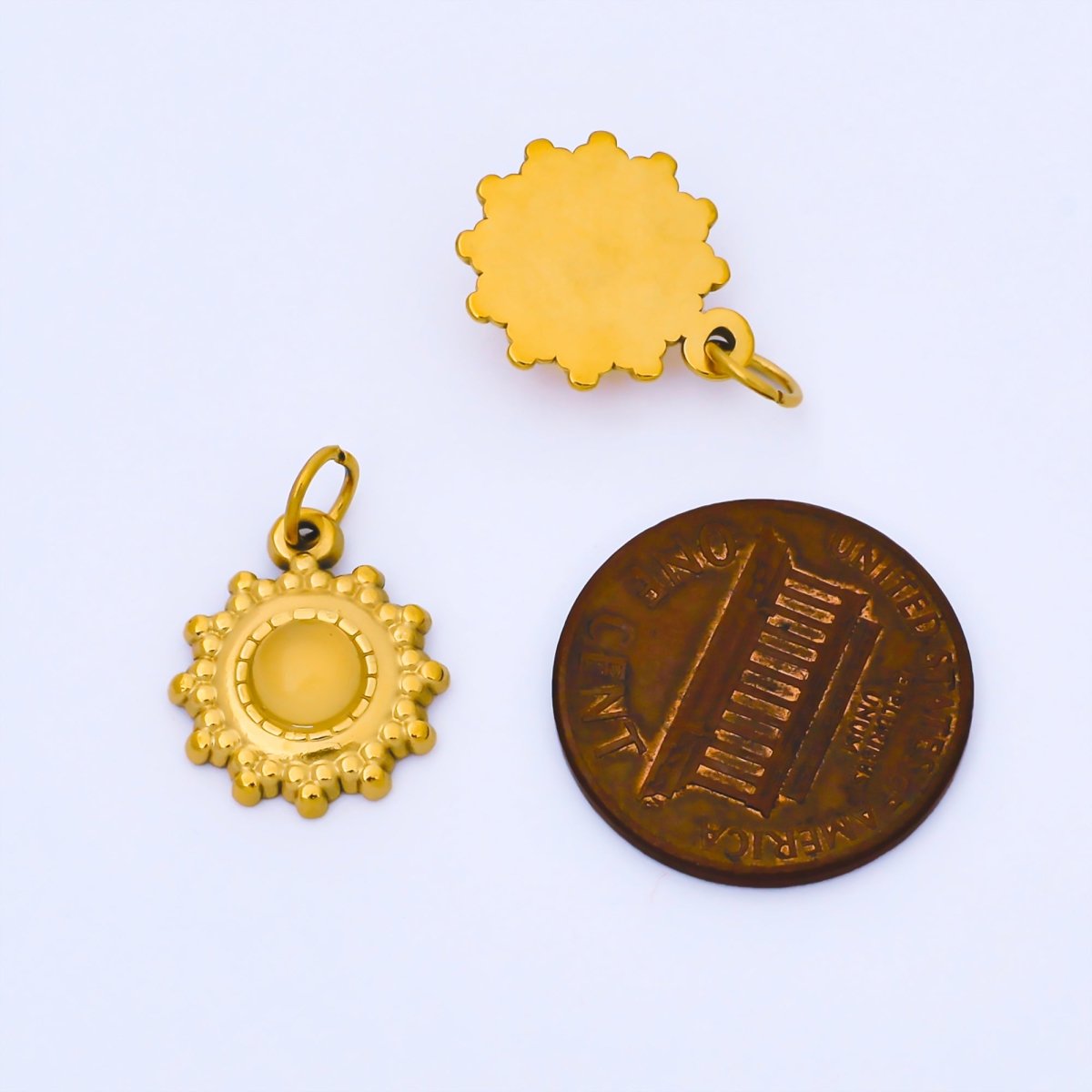 PVD Gold Stainless Steel 15mm Sun Charm Celestial Pendant | J589 - DLUXCA