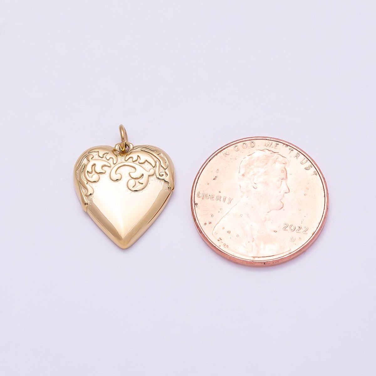 PVD Gold Stainless Steel 16mm Artisan Love Heart Charm | Charms-01014 - DLUXCA