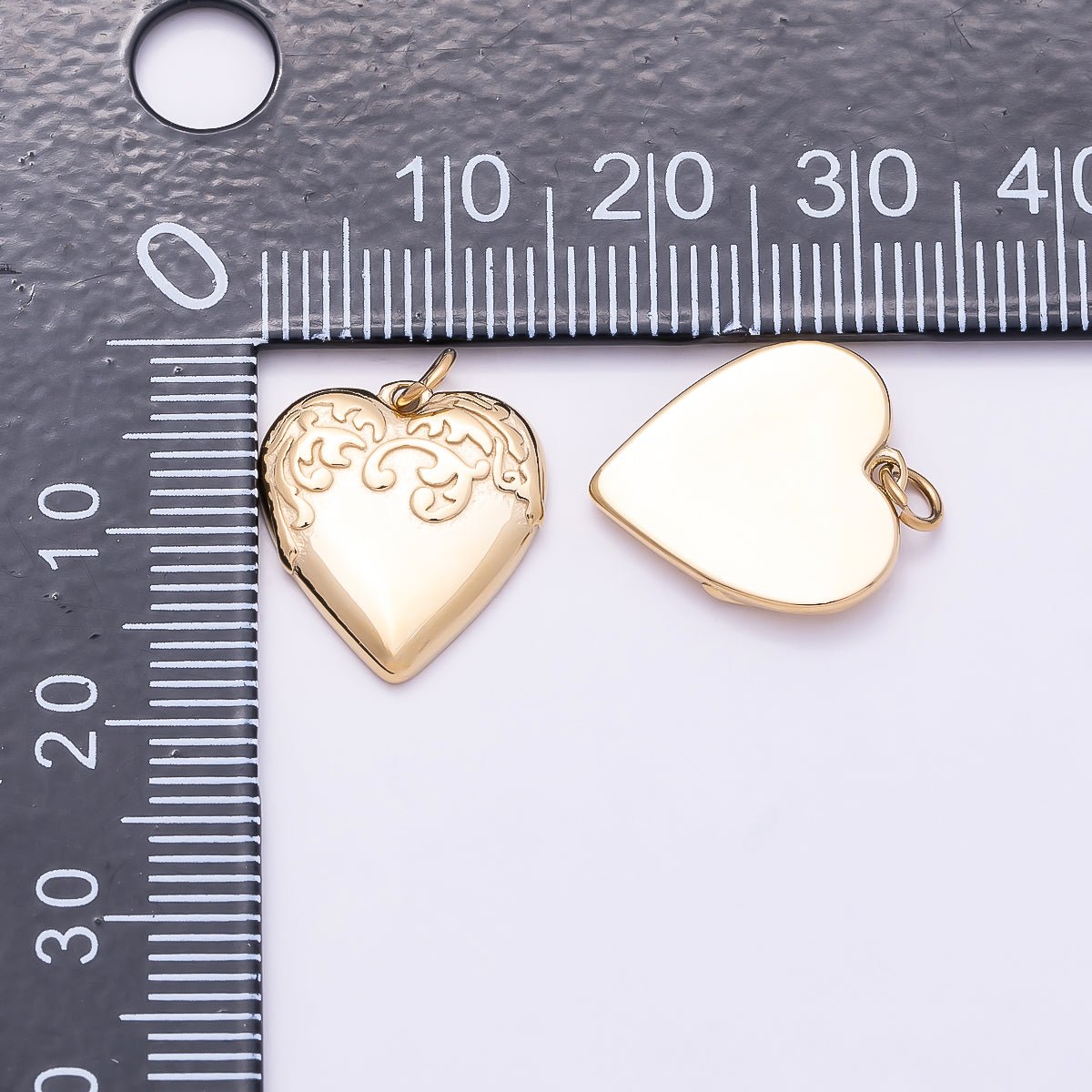 PVD Gold Stainless Steel 16mm Artisan Love Heart Charm | Charms-01014 - DLUXCA
