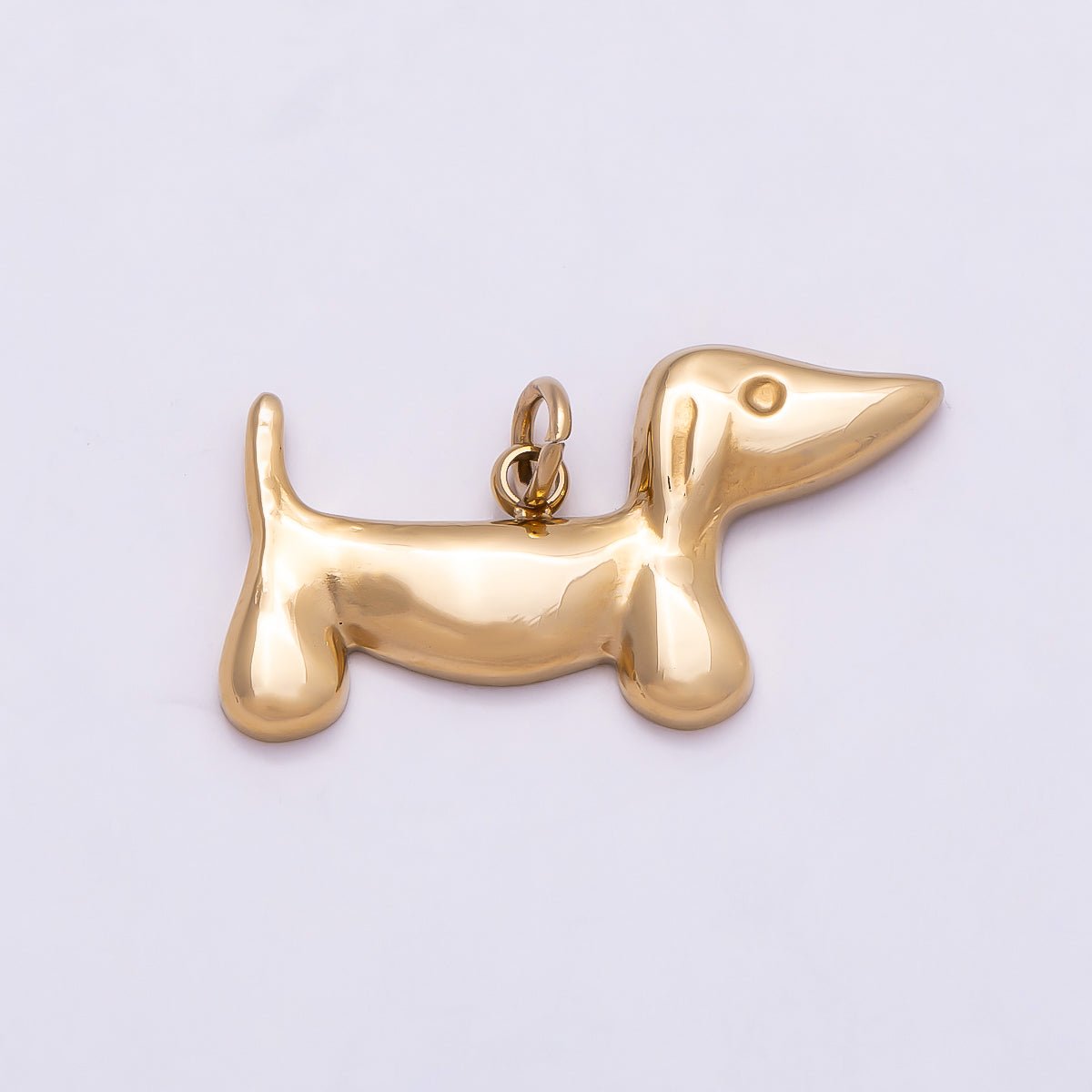 PVD Gold Stainless Steel 21mm Minimalist Dachshund Dog Animal Charm | Charms-01012 - DLUXCA