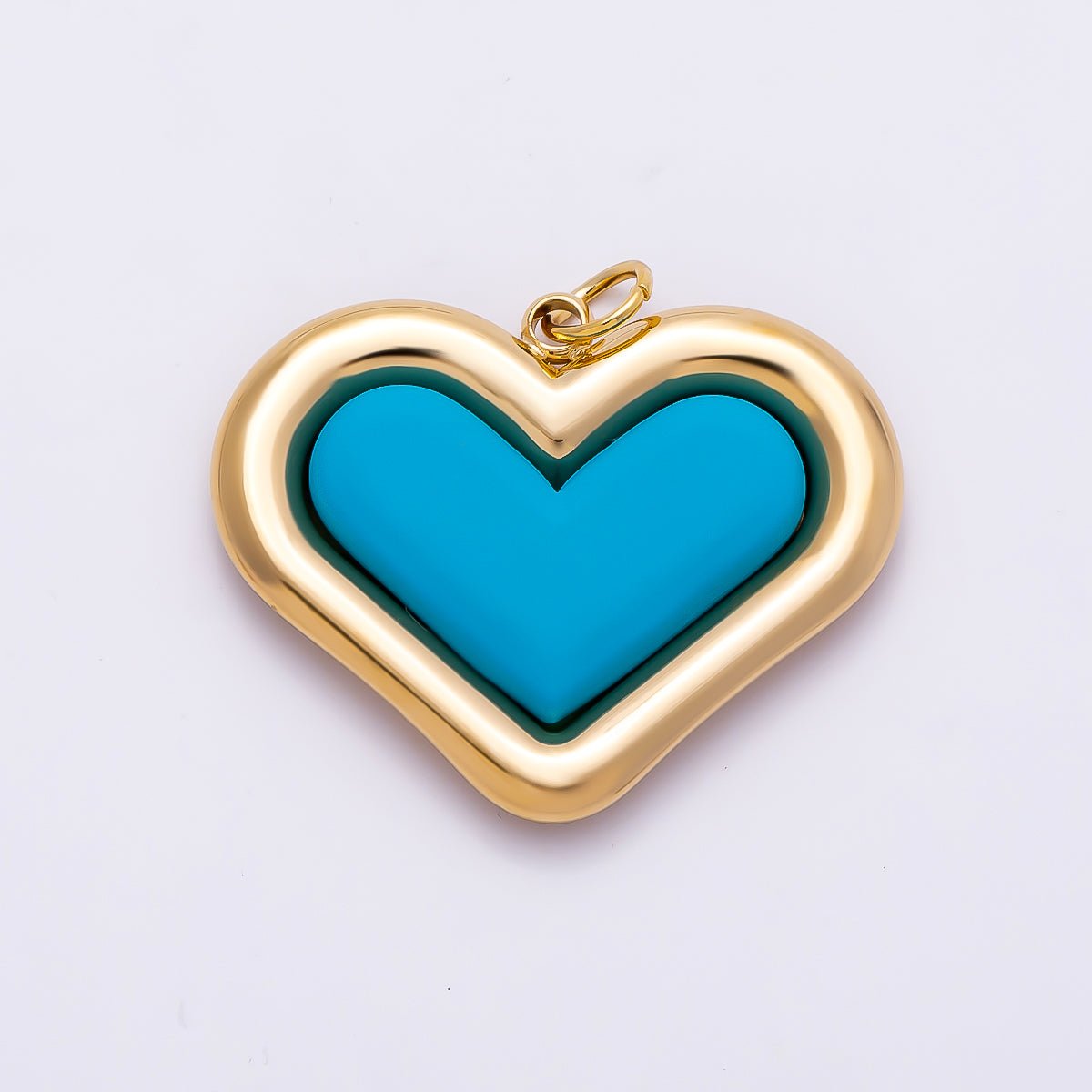 PVD Gold Stainless Steel 27mm Heart Bezel Enamel Charm | Charms-01338 ~ Charms-01342 - DLUXCA