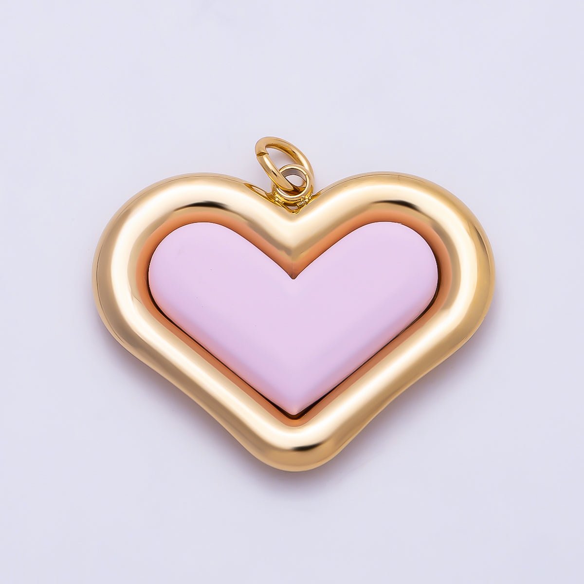 PVD Gold Stainless Steel 27mm Heart Bezel Enamel Charm | Charms-01338 ~ Charms-01342 - DLUXCA