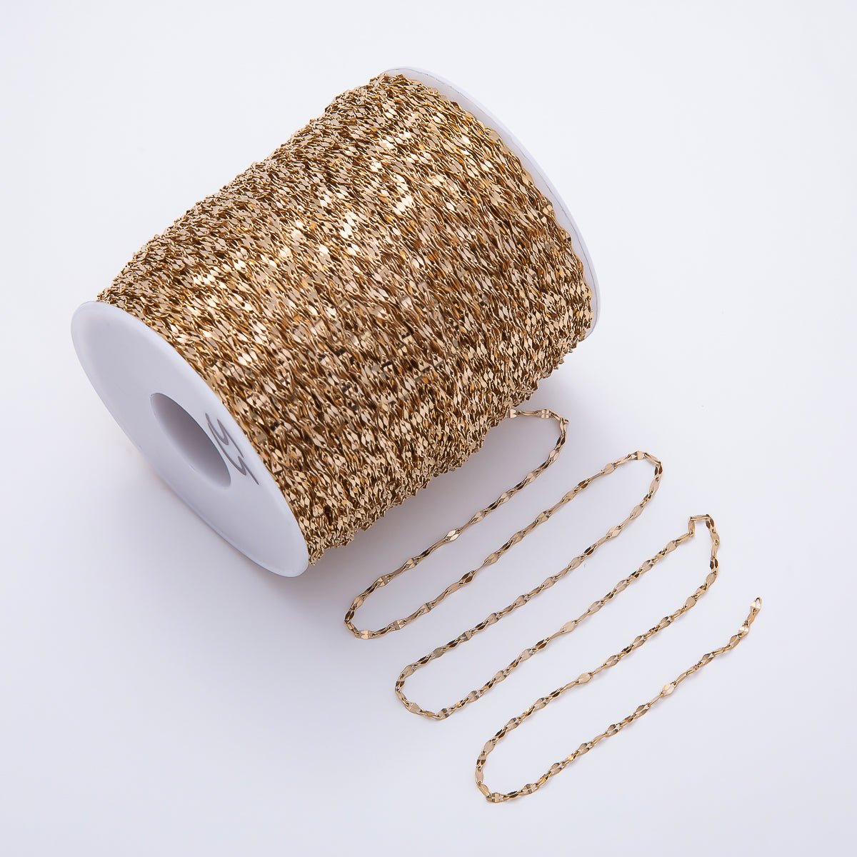 PVD Gold Stainless Steel 2mm Mariner Geometric Link Unfinished Chain by Yard | Roll-01891 - DLUXCA