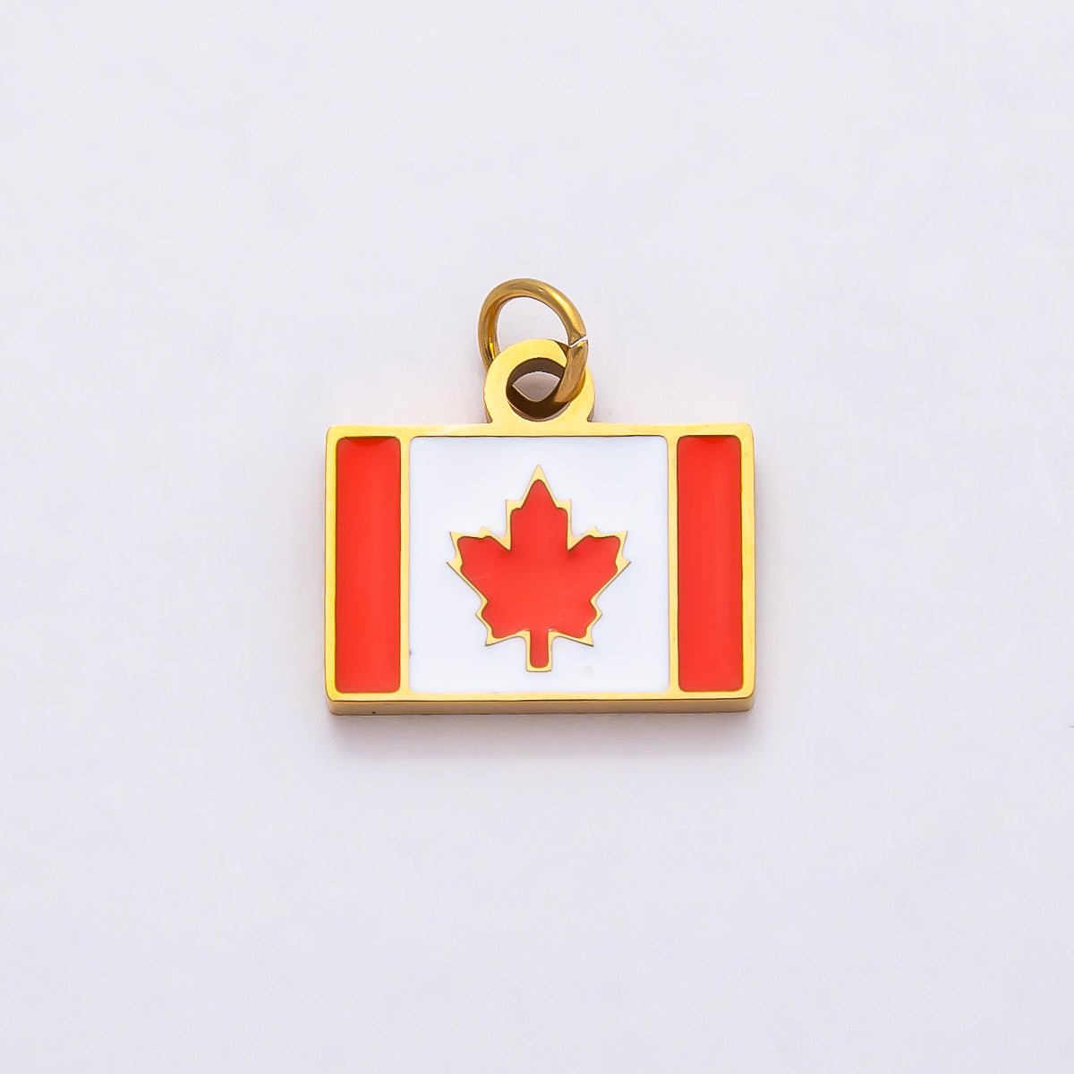PVD Stainless Steel 13mm Rivalry Canada Flag Enamel Charm | Charms - 00796 - DLUXCA