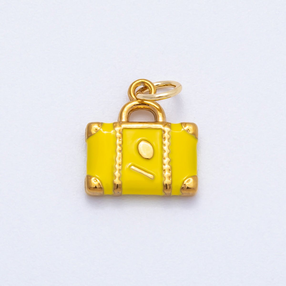 PVD Stainless Steel 13mm Yellow Black Enamel Suitcase Travel Charm | Charms - 00700 - Charms - 00701 - DLUXCA