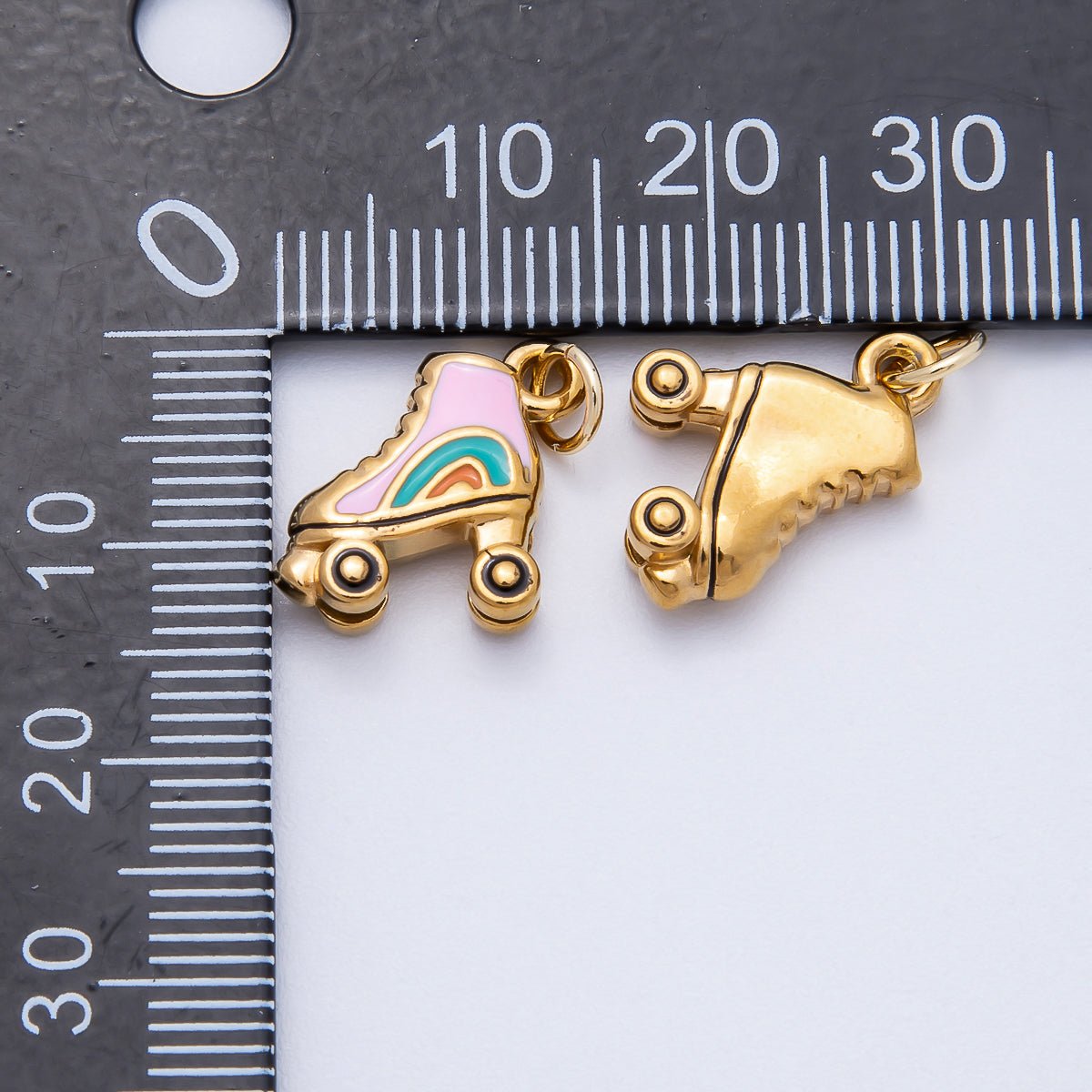 PVD Stainless Steel 14mm Colorful Roller Skates Enamel Charm | Charms - 00713 - DLUXCA