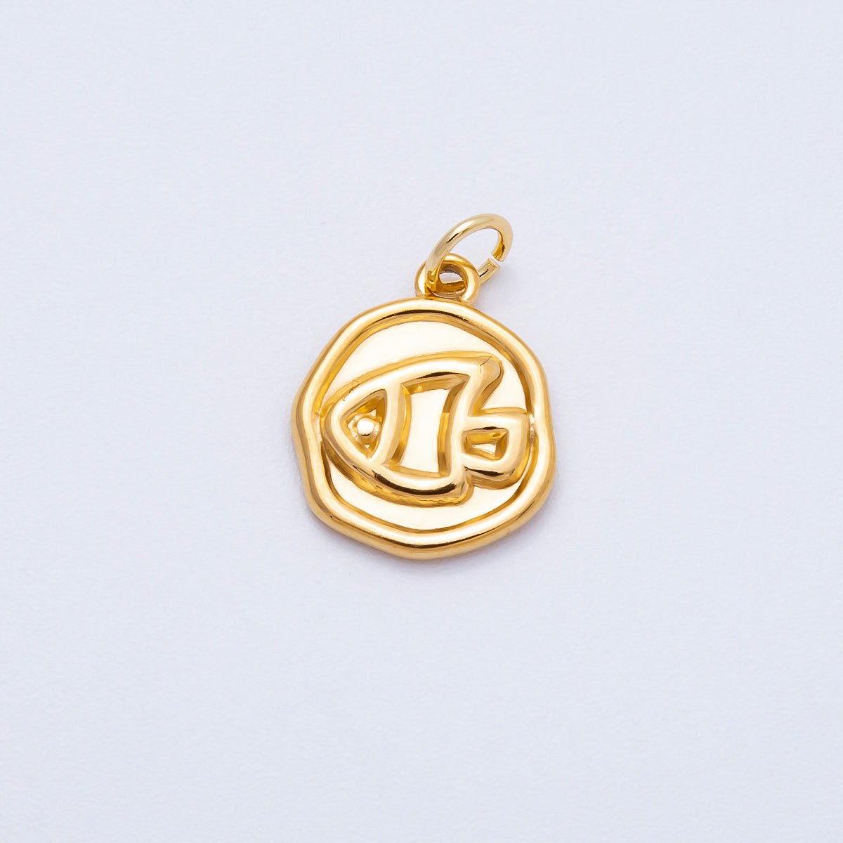 PVD Stainless Steel 15mm Artisan Fish Animal Medallion Charm in Gold & Silver | Charms - 00702 - Charms - 00703 - DLUXCA