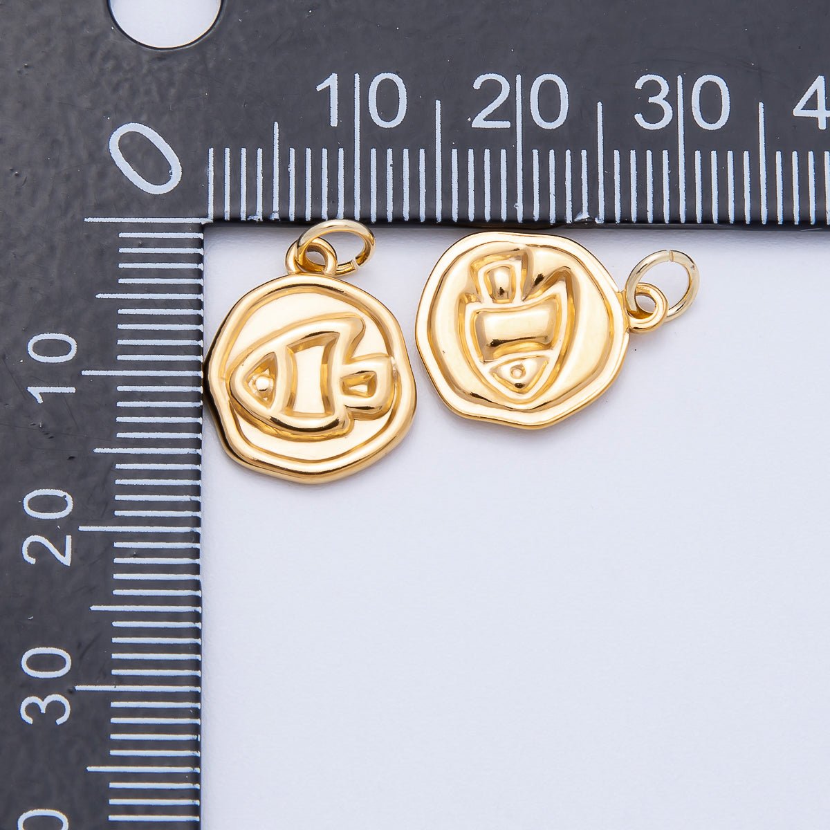 PVD Stainless Steel 15mm Artisan Fish Animal Medallion Charm in Gold & Silver | Charms - 00702 - Charms - 00703 - DLUXCA