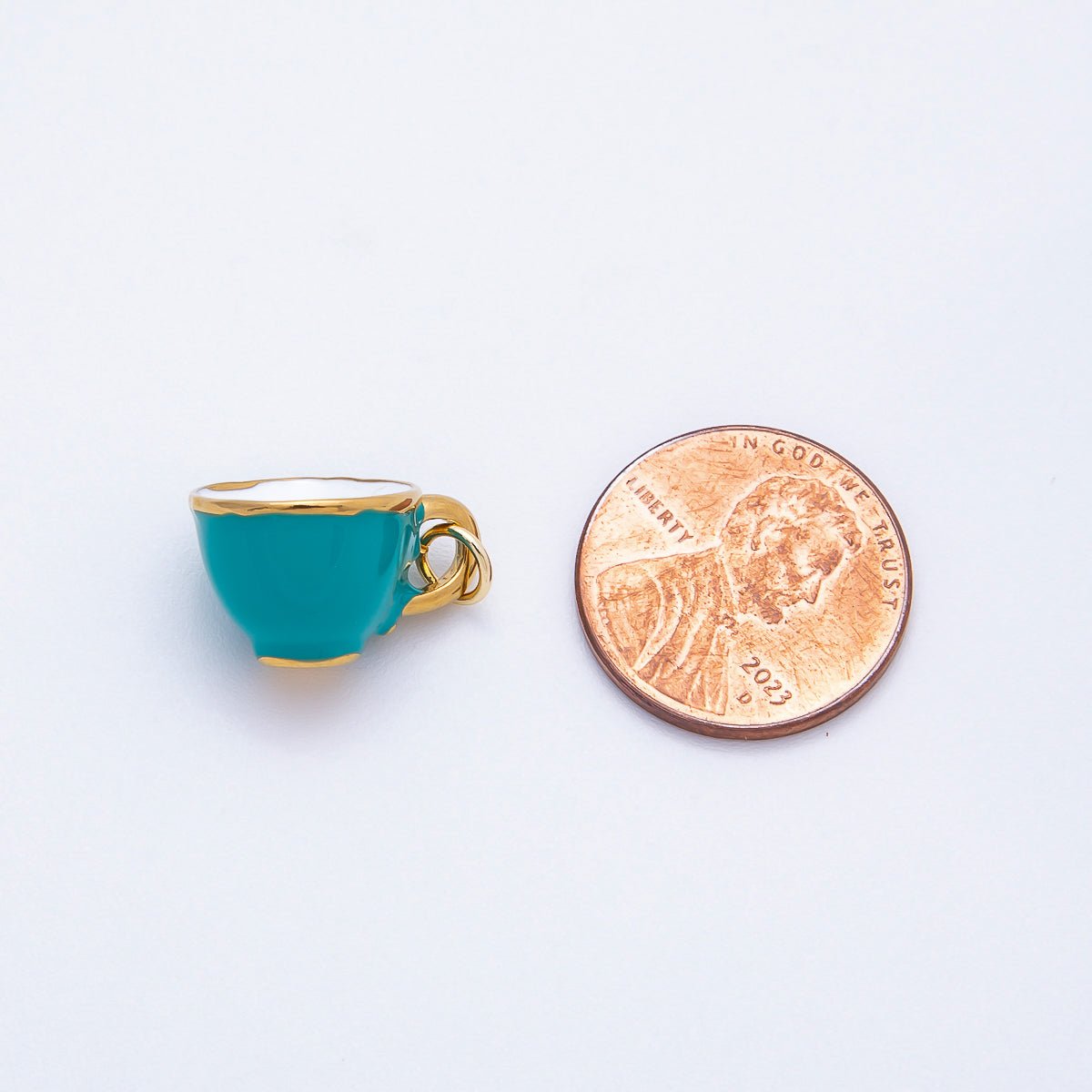 PVD Stainless Steel 15mm Blue Enamel Breakfast Mug Mini Charm | Charms - 00706 - DLUXCA