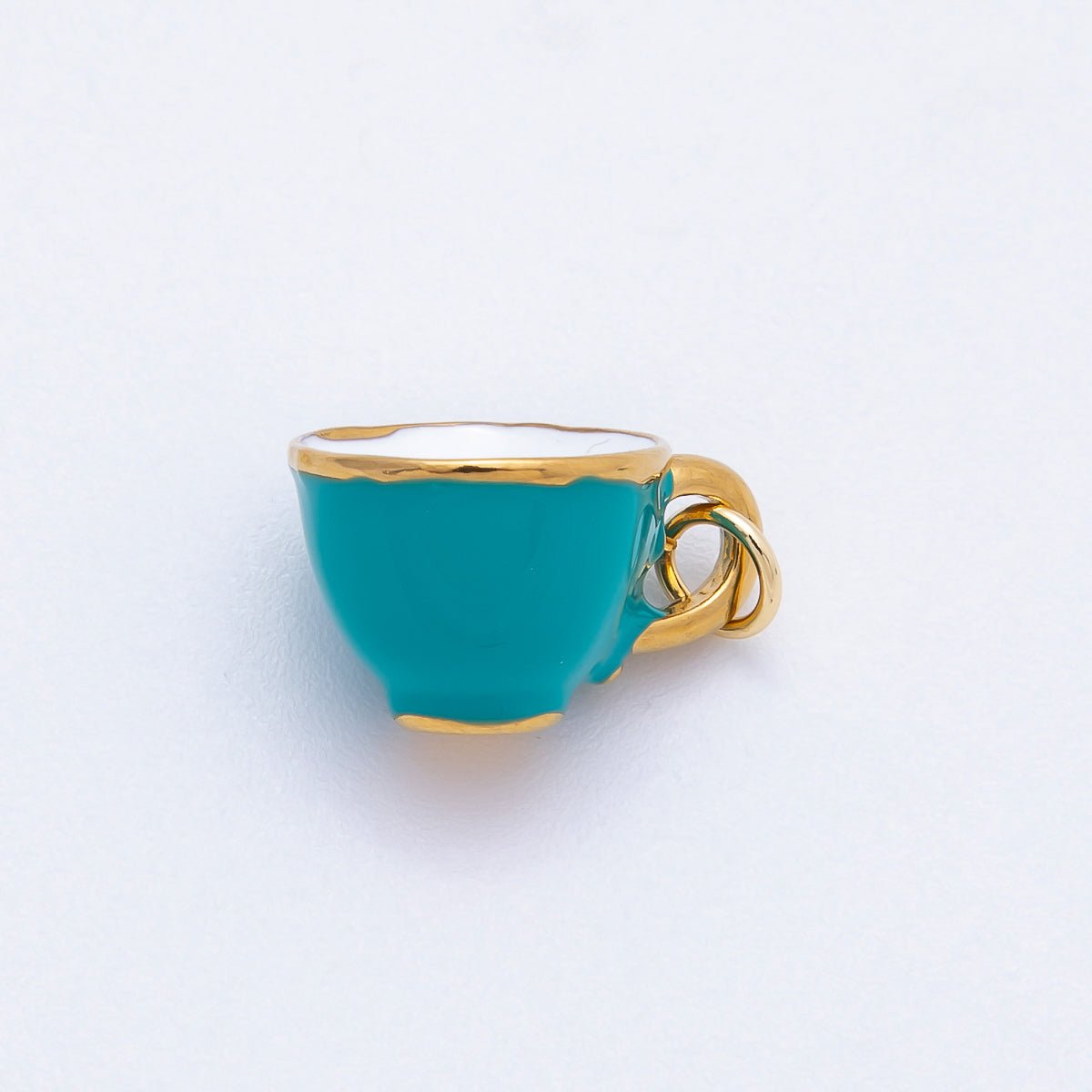 PVD Stainless Steel 15mm Blue Enamel Breakfast Mug Mini Charm | Charms - 00706 - DLUXCA