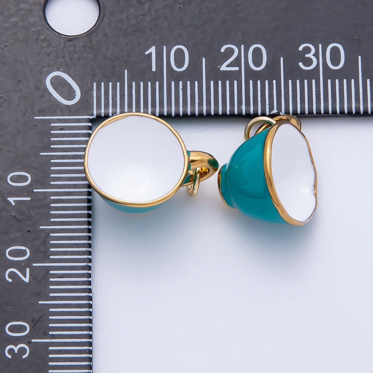 PVD Stainless Steel 15mm Blue Enamel Breakfast Mug Mini Charm | Charms - 00706 - DLUXCA