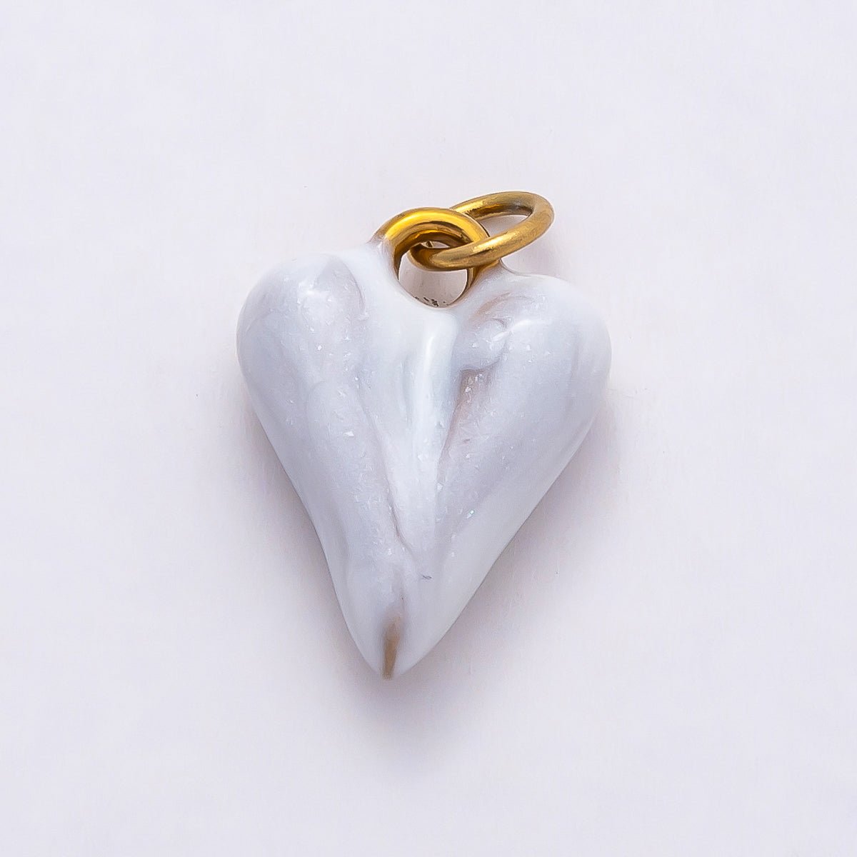 PVD Stainless Steel 16mm Pastel Color Mother of Pearl Chubby Love Heart Charm | Charms - 00777 - Charms - 00780 - DLUXCA
