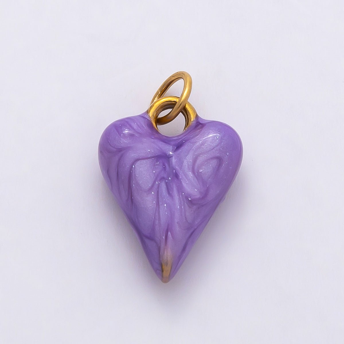 PVD Stainless Steel 16mm Pastel Color Mother of Pearl Chubby Love Heart Charm | Charms - 00777 - Charms - 00780 - DLUXCA