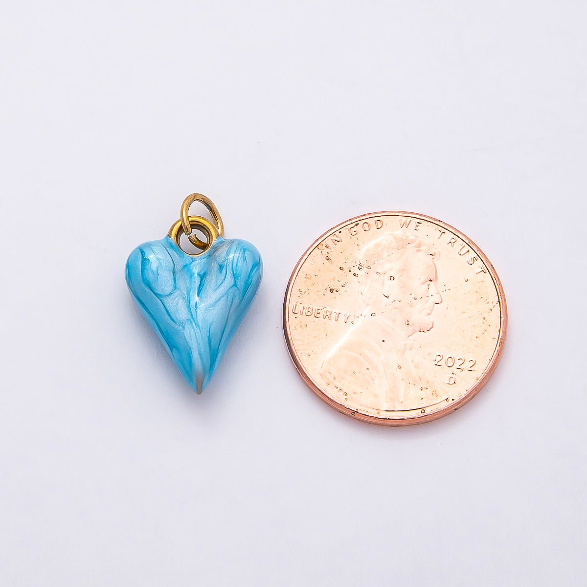 PVD Stainless Steel 16mm Pastel Color Mother of Pearl Chubby Love Heart Charm | Charms - 00777 - Charms - 00780 - DLUXCA