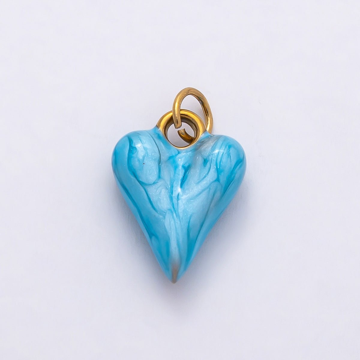 PVD Stainless Steel 16mm Pastel Color Mother of Pearl Chubby Love Heart Charm | Charms - 00777 - Charms - 00780 - DLUXCA