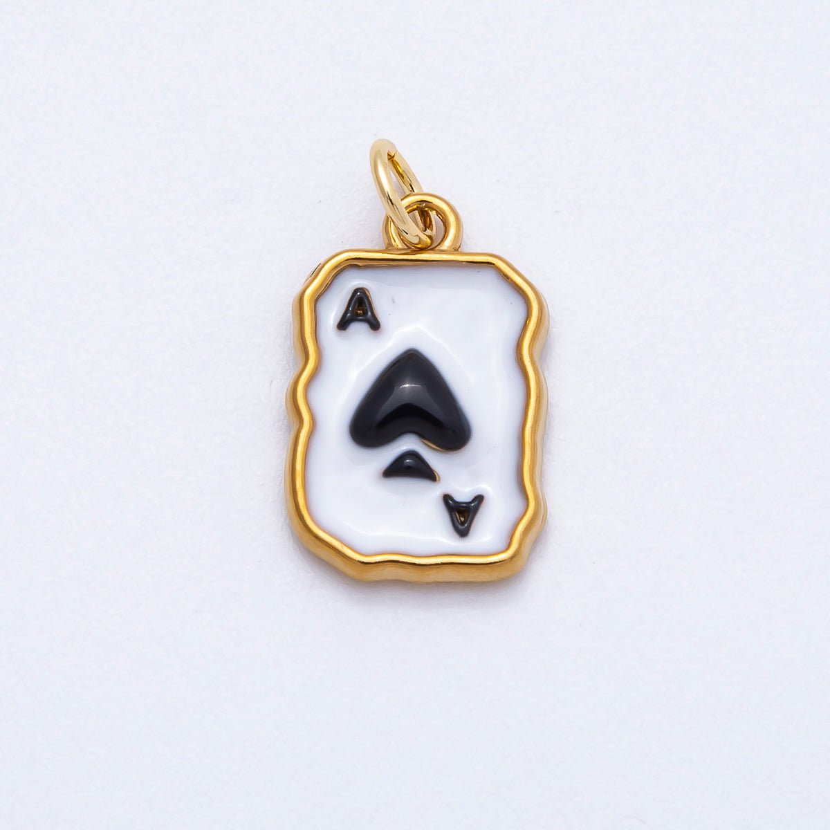 PVD Stainless Steel 17mm Black & White Ace of Spades Charm | Charms - 00712 - DLUXCA